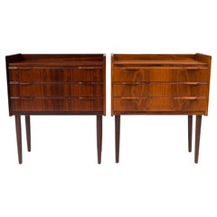 Used Danish Mid-Century Rosewood Accent Tables Nightstands Chest — Pair