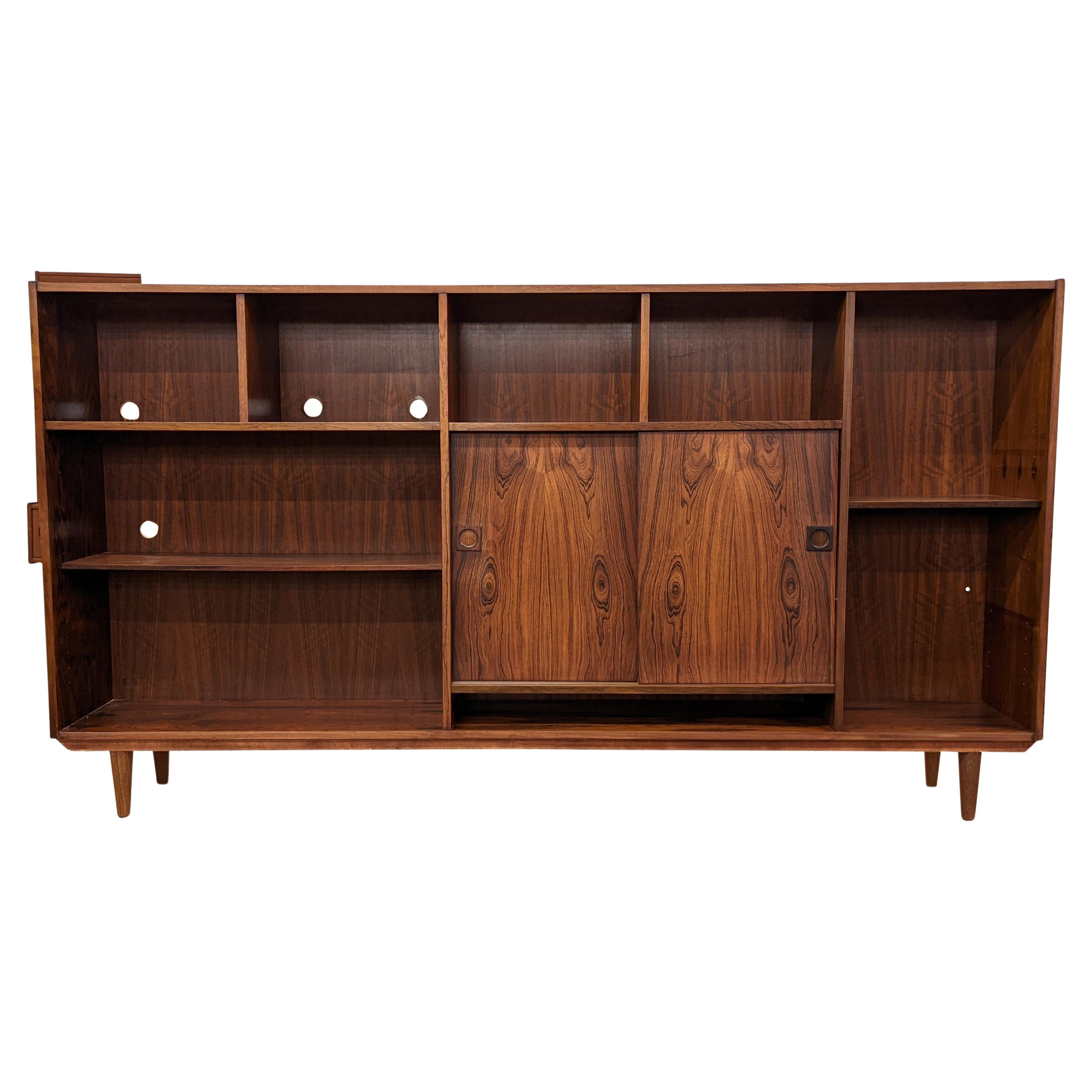 Vintage Danish Rosewood Wide Bookcase at 1stDibs