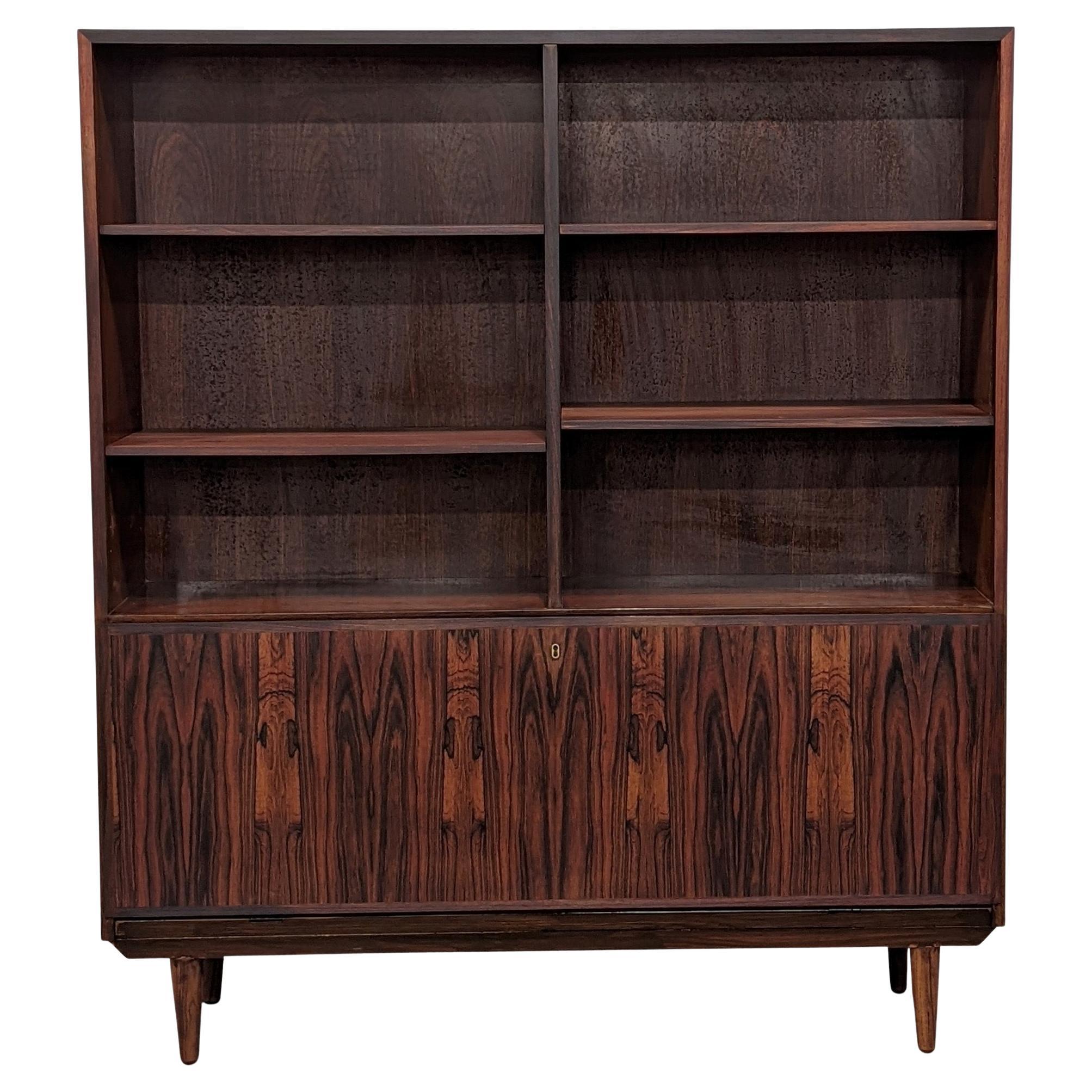 Vintage Danish Rosewood Wide Bookcase at 1stDibs