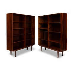 Vintage Danish Mid Century Rosewood Bookcases — Matching Pair