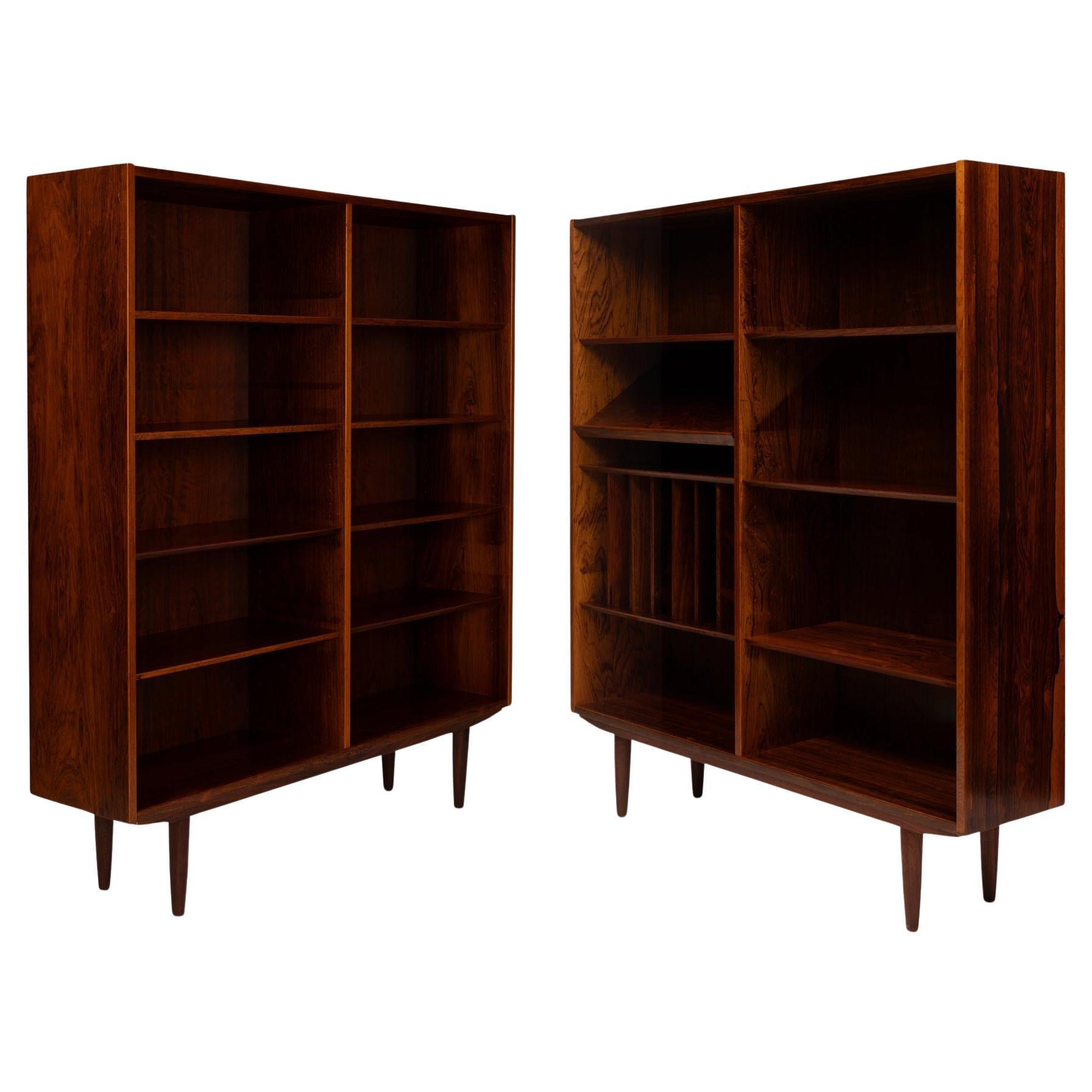 Vintage Danish Mid Century Rosewood Bookcases — Matching Pair