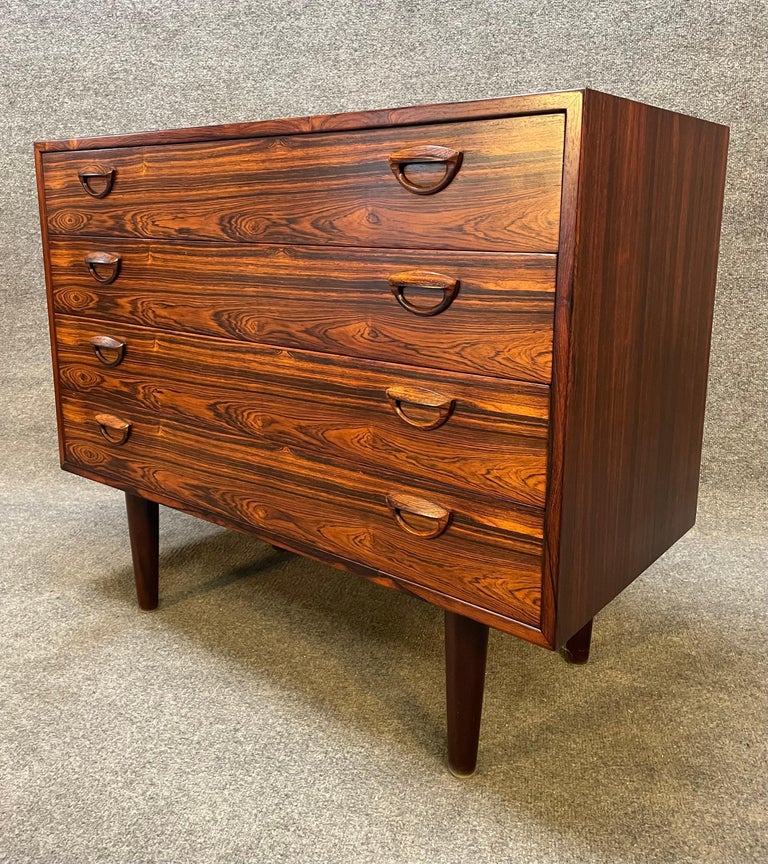 Vintage Danish Mid-Century Rosewood Chest of Drawers Dresser by Kai Kristiansen For Sale 1