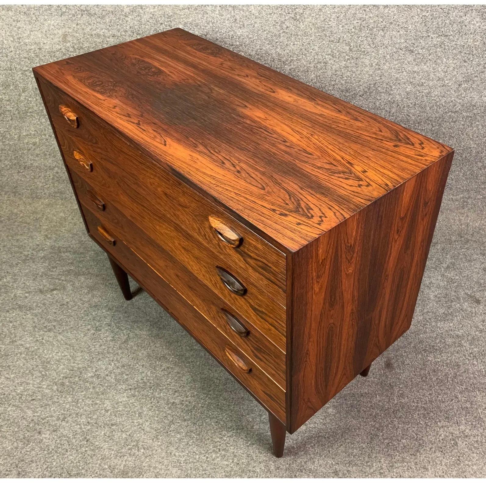 Scandinavian Modern Vintage Danish Mid-Century Rosewood Chest of Drawers Dresser