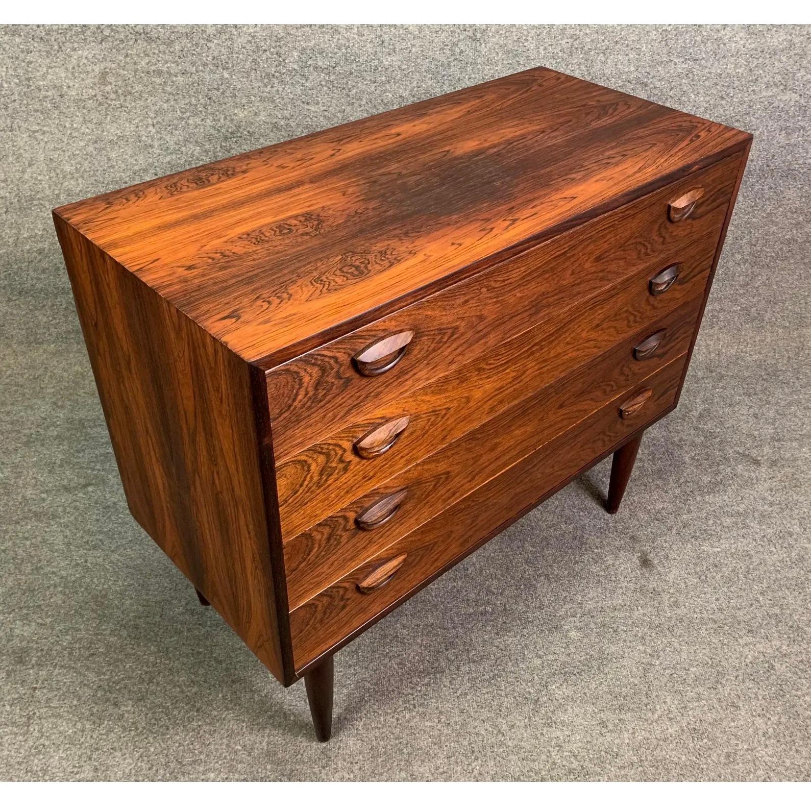 Woodwork Vintage Danish Mid-Century Rosewood Chest of Drawers Dresser For Sale