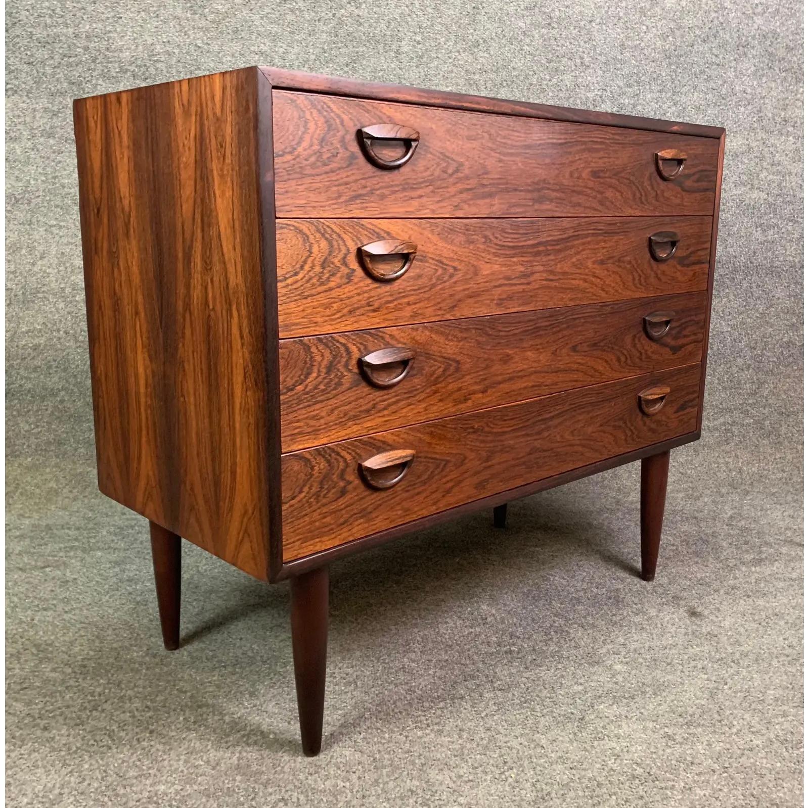 Mid-20th Century Vintage Danish Mid-Century Rosewood Chest of Drawers Dresser