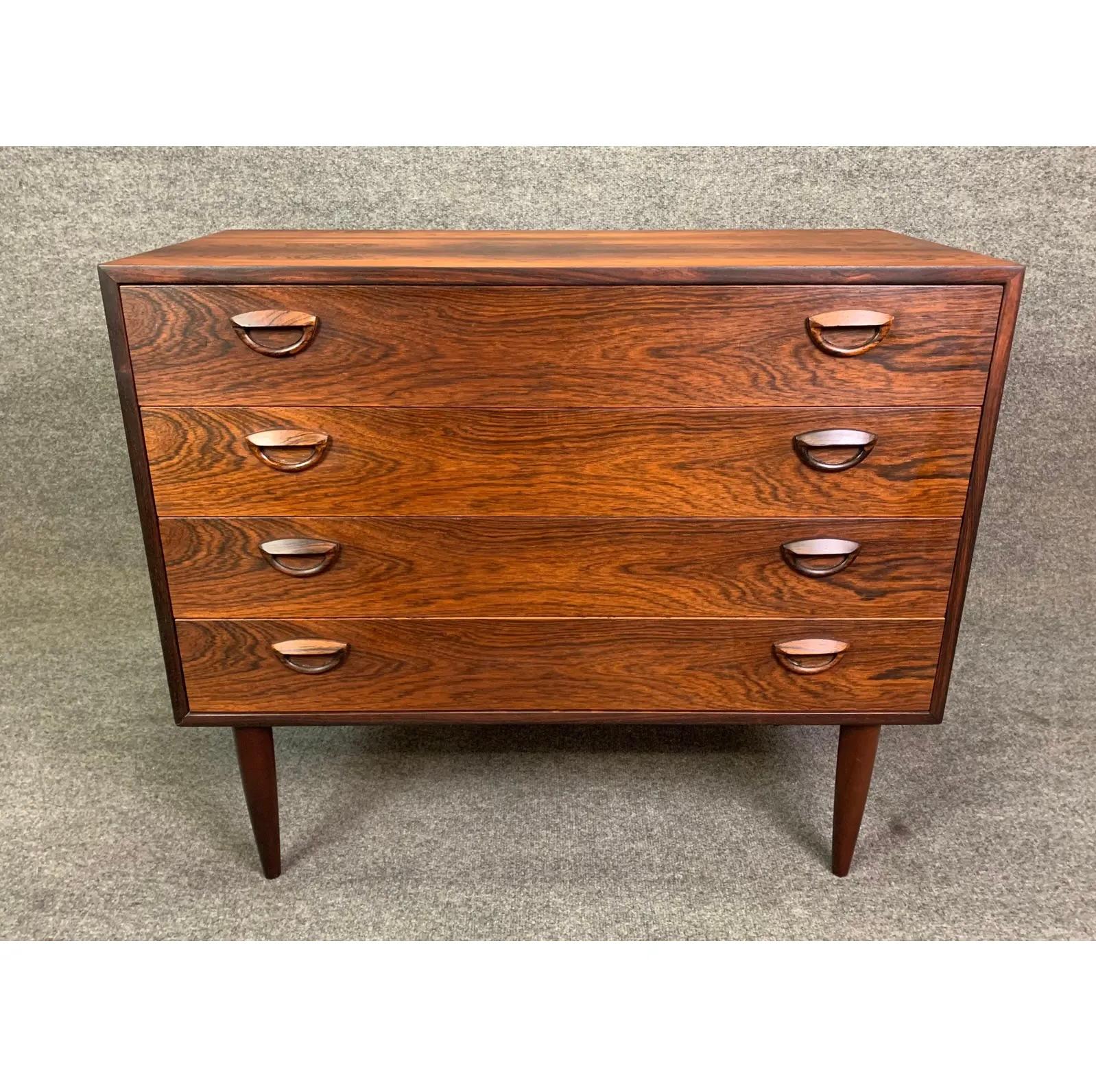 Vintage Danish Mid-Century Rosewood Chest of Drawers Dresser For Sale 2