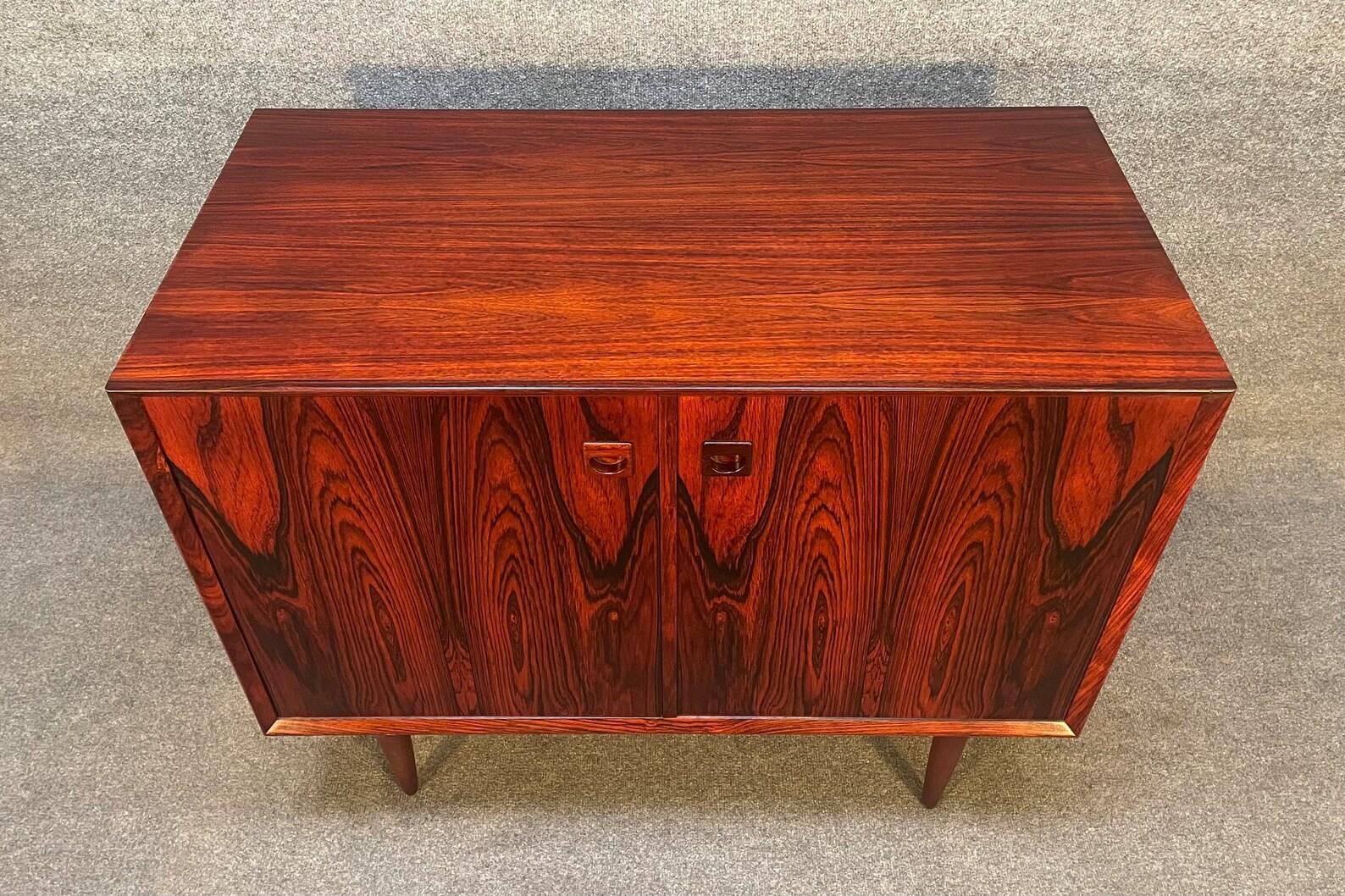 Vintage Danish Mid Century Rosewood Compact Credenza by Brouer Mobelfabrik In Good Condition In San Marcos, CA