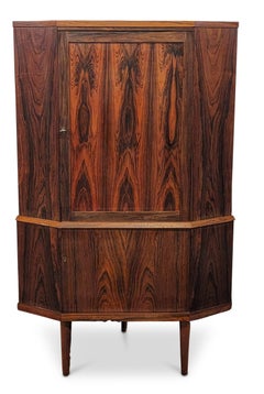 Vintage Danish Mid Century Rosewood Corner Cabinet - 072311