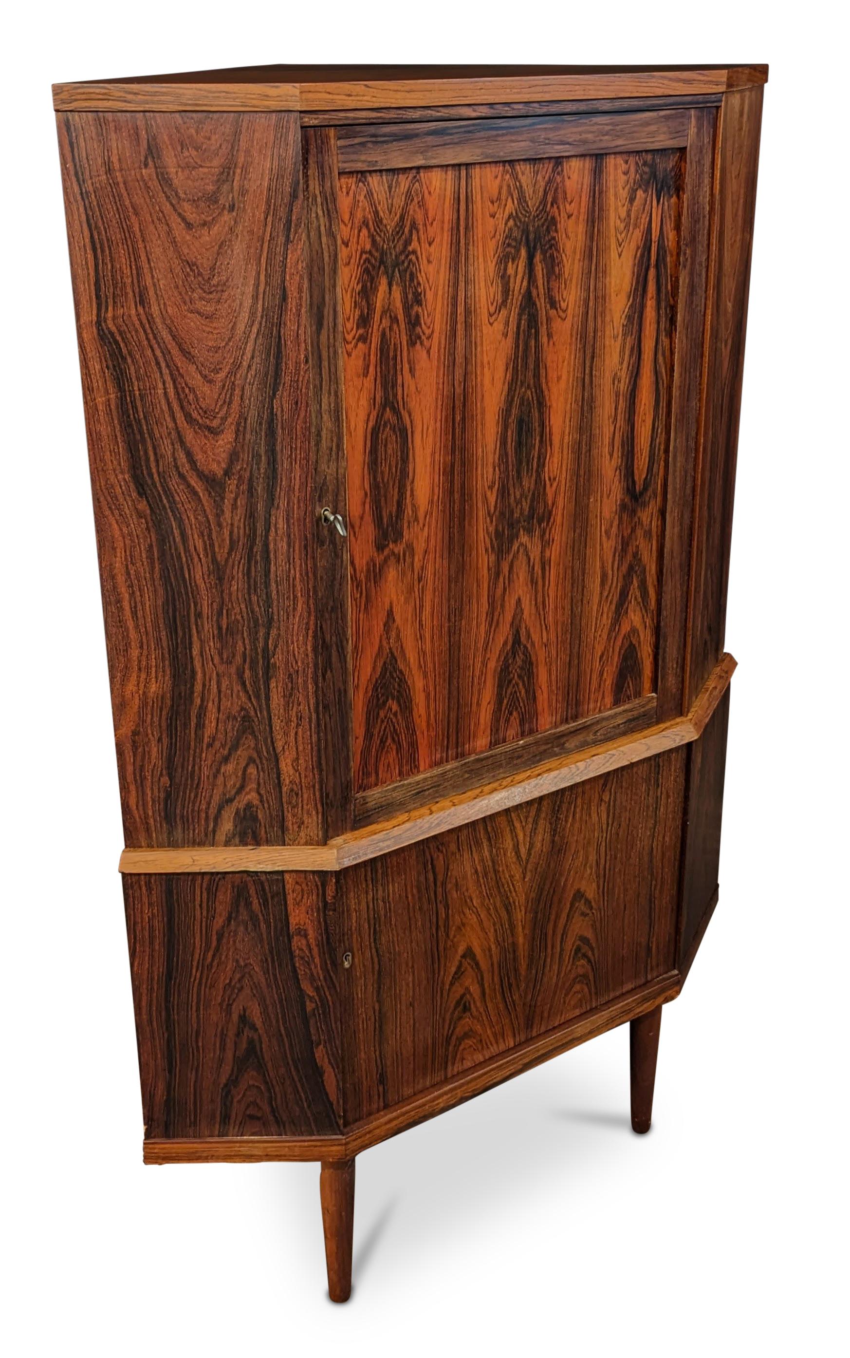 Mid-Century Modern Vintage Danish Mid Century Rosewood Corner Cabinet - 072311