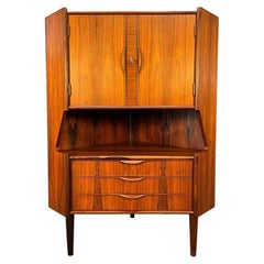 Vintage Danish Mid Century Rosewood Corner Cabinet Attributed to Omann Jun