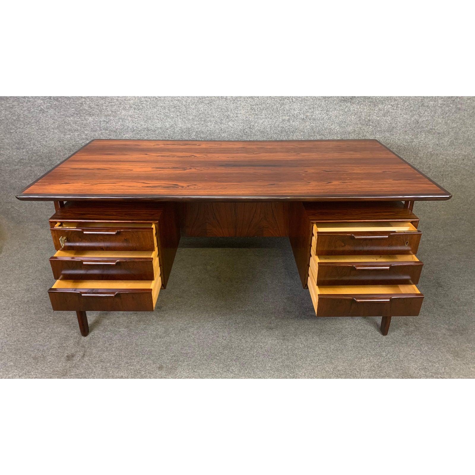 Vintage Danish Midcentury Rosewood Desk Model 75 by Gunni Oman for Omann Jun 5