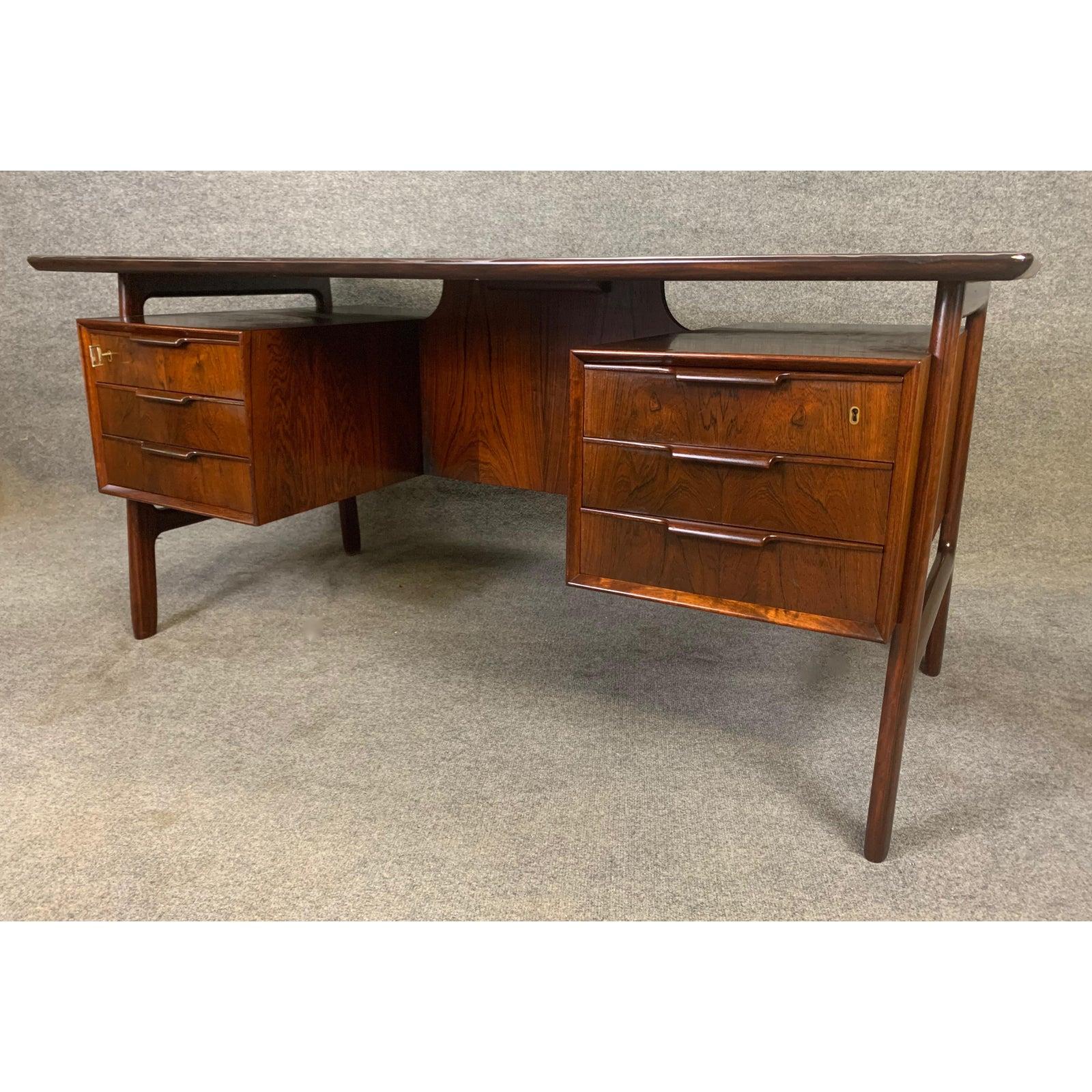 Scandinavian Modern Vintage Danish Midcentury Rosewood Desk Model 75 by Gunni Oman for Omann Jun