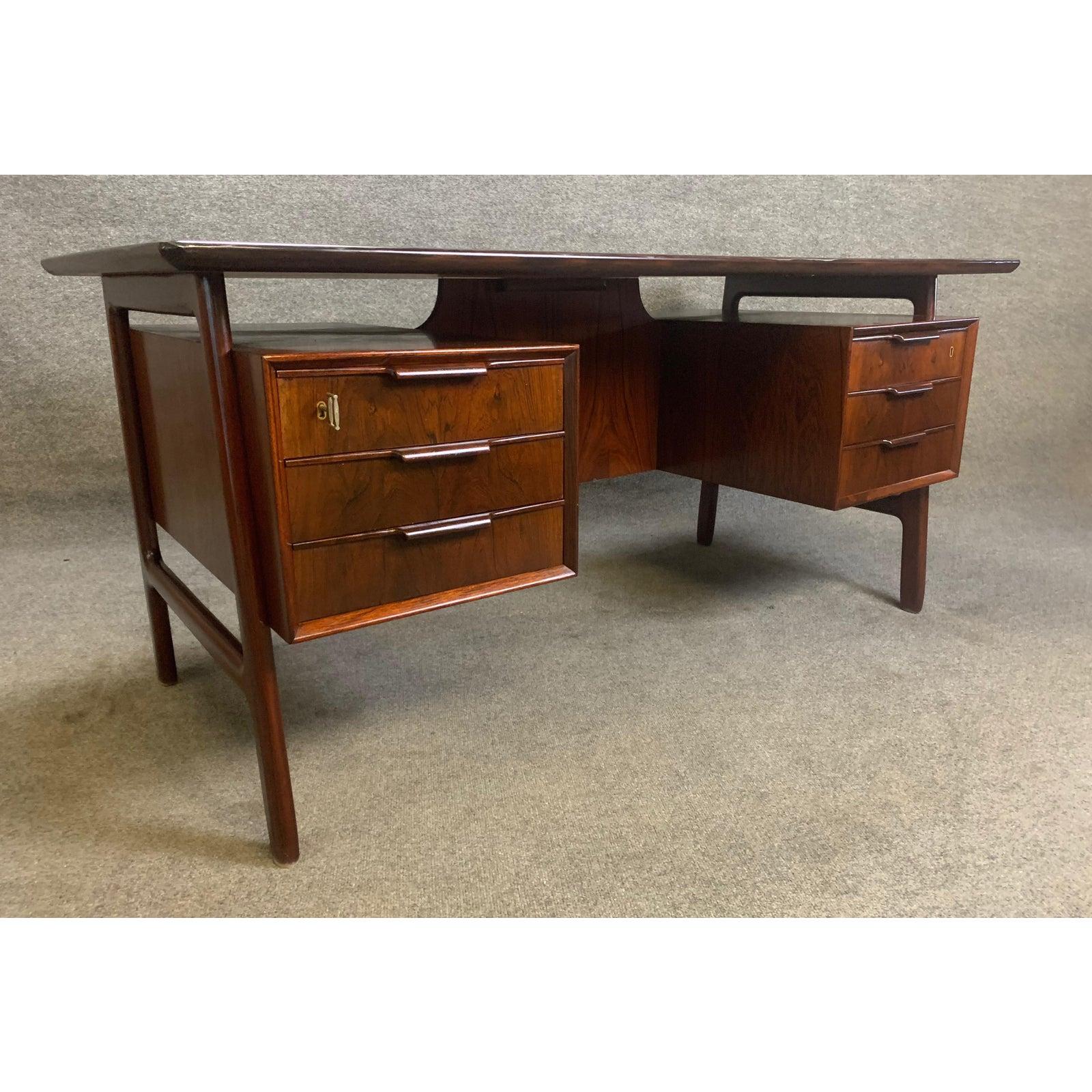 Mid-20th Century Vintage Danish Midcentury Rosewood Desk Model 75 by Gunni Oman for Omann Jun
