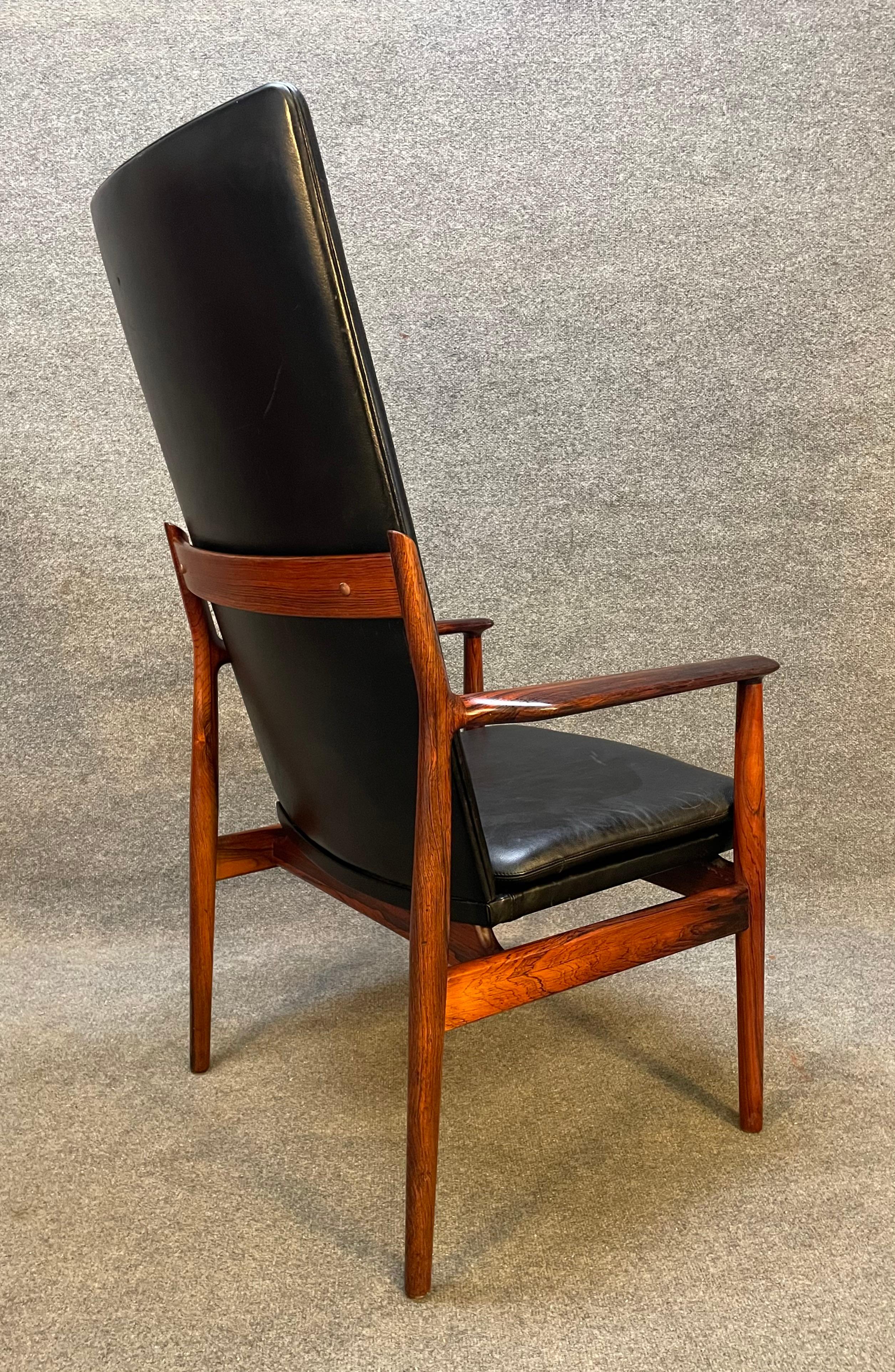 Mid-20th Century Vintage Danish Mid Century Rosewood Executive Chair by Arne Vodder for Sibast