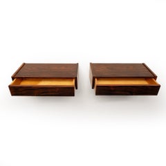 Vintage Danish Mid Century Rosewood Floating Nightstands—Pair