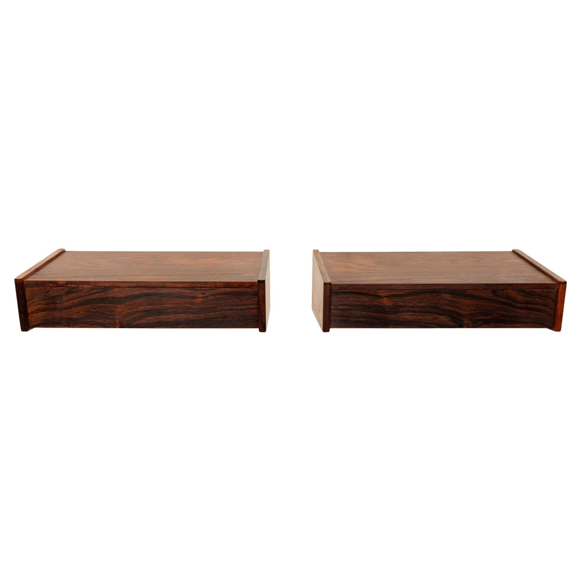 Vintage Danish Mid Century Rosewood Floating Nightstands—Pair