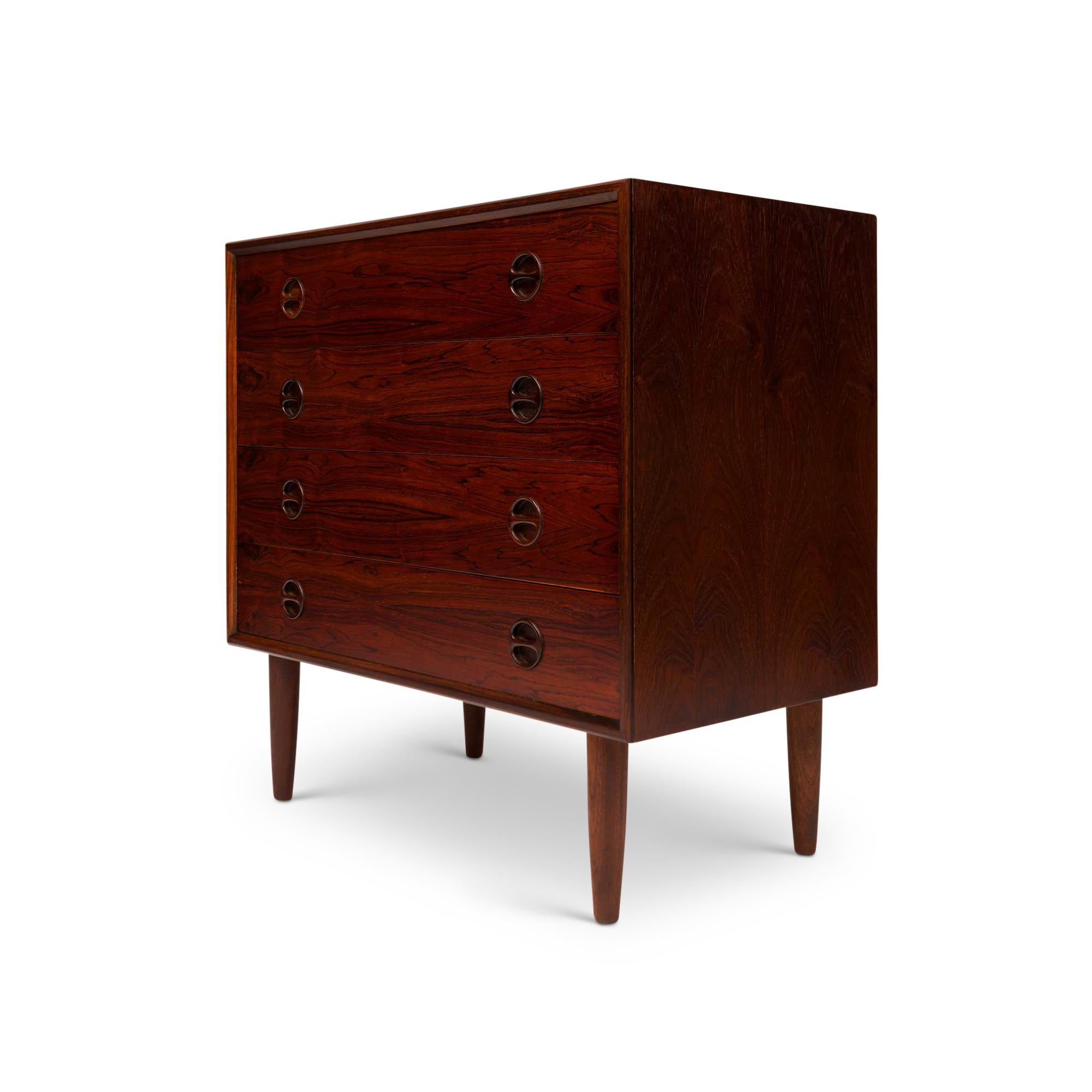 Mid-Century Modern Vintage Danish Mid-Century Rosewood Four-Drawer Dresser For Sale