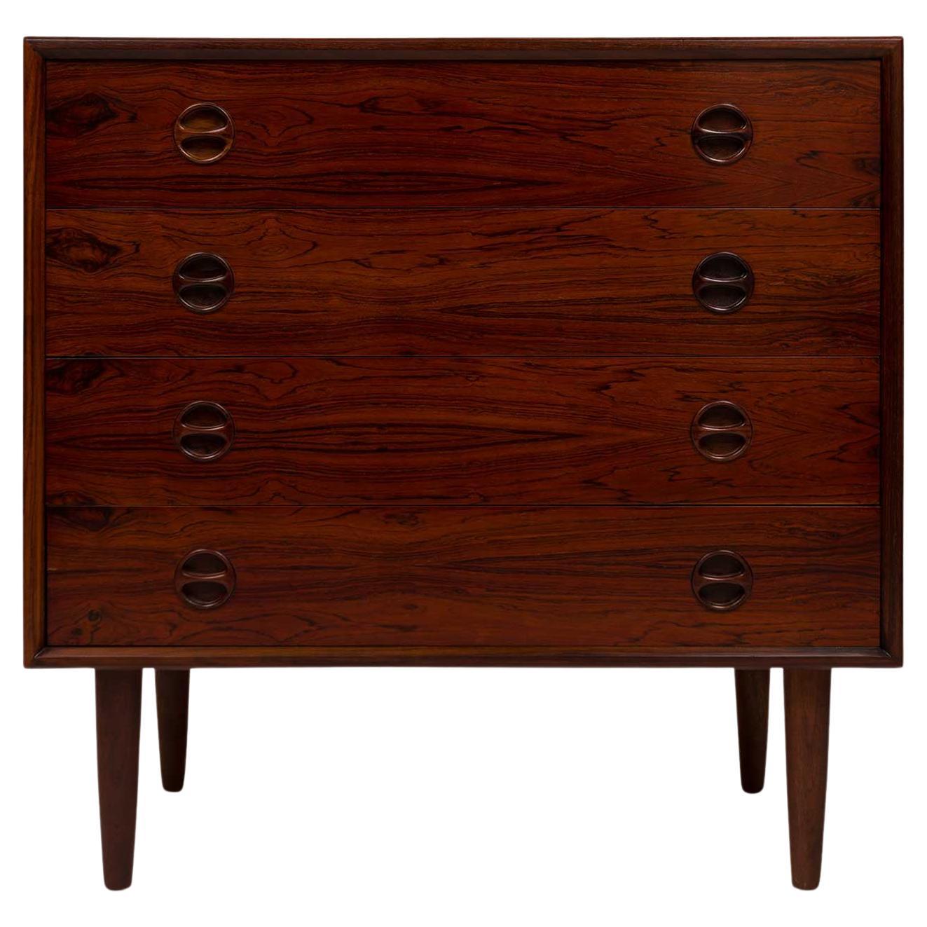Vintage Danish Mid-Century Rosewood Four-Drawer Dresser For Sale