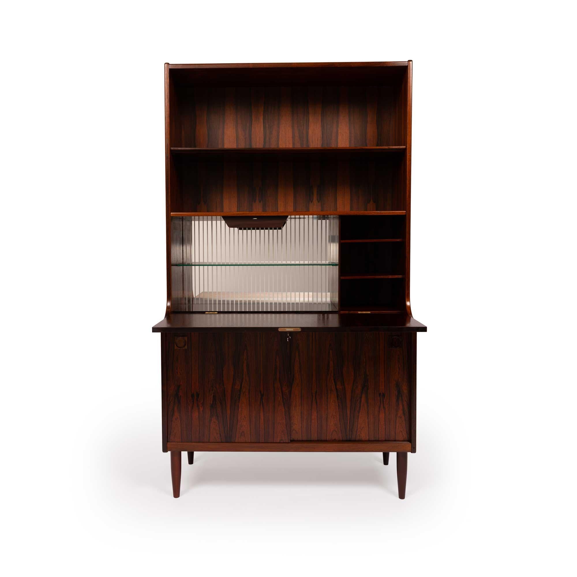 Mid-Century Modern Vintage Danish Mid-Century Rosewood Hutch with Bar by Farsø møbelfabrik