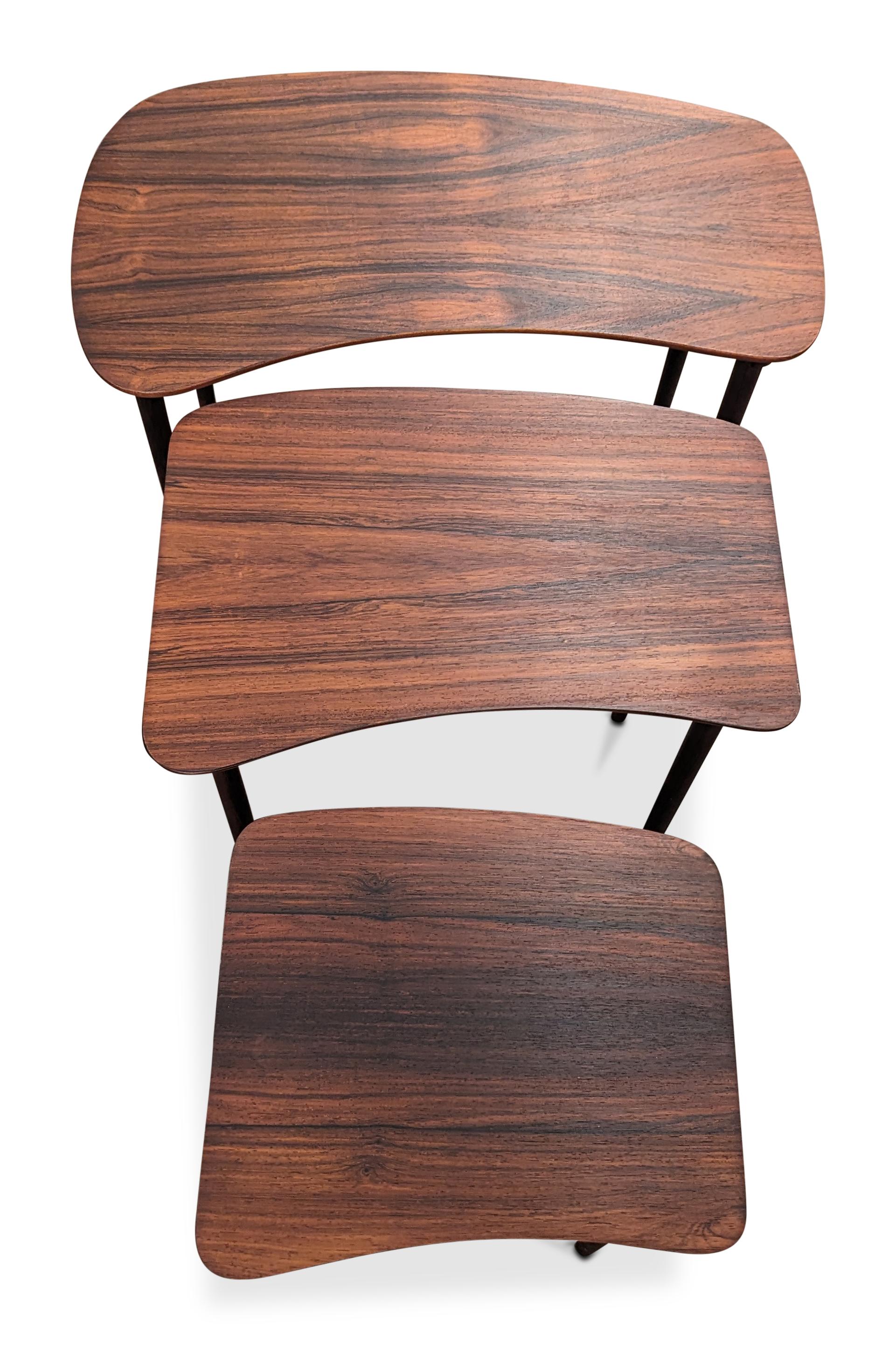 Mid-20th Century Vintage Danish Mid Century Rosewood Kidney Shaped Nesting Tables - 0224120