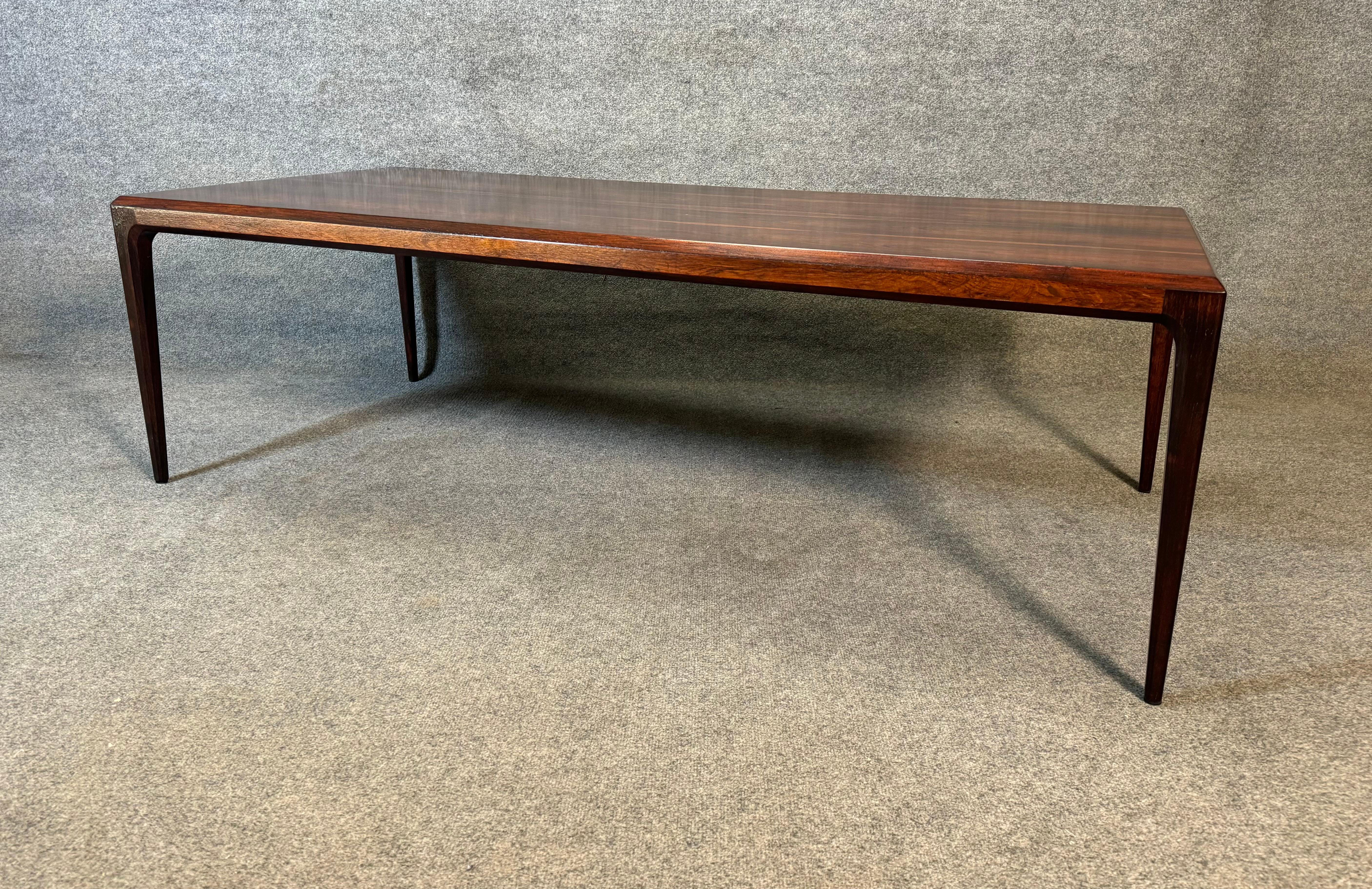 Mid-20th Century Vintage Danish Mid Century Rosewood Large Coffee Table by Johannes Andersen For Sale