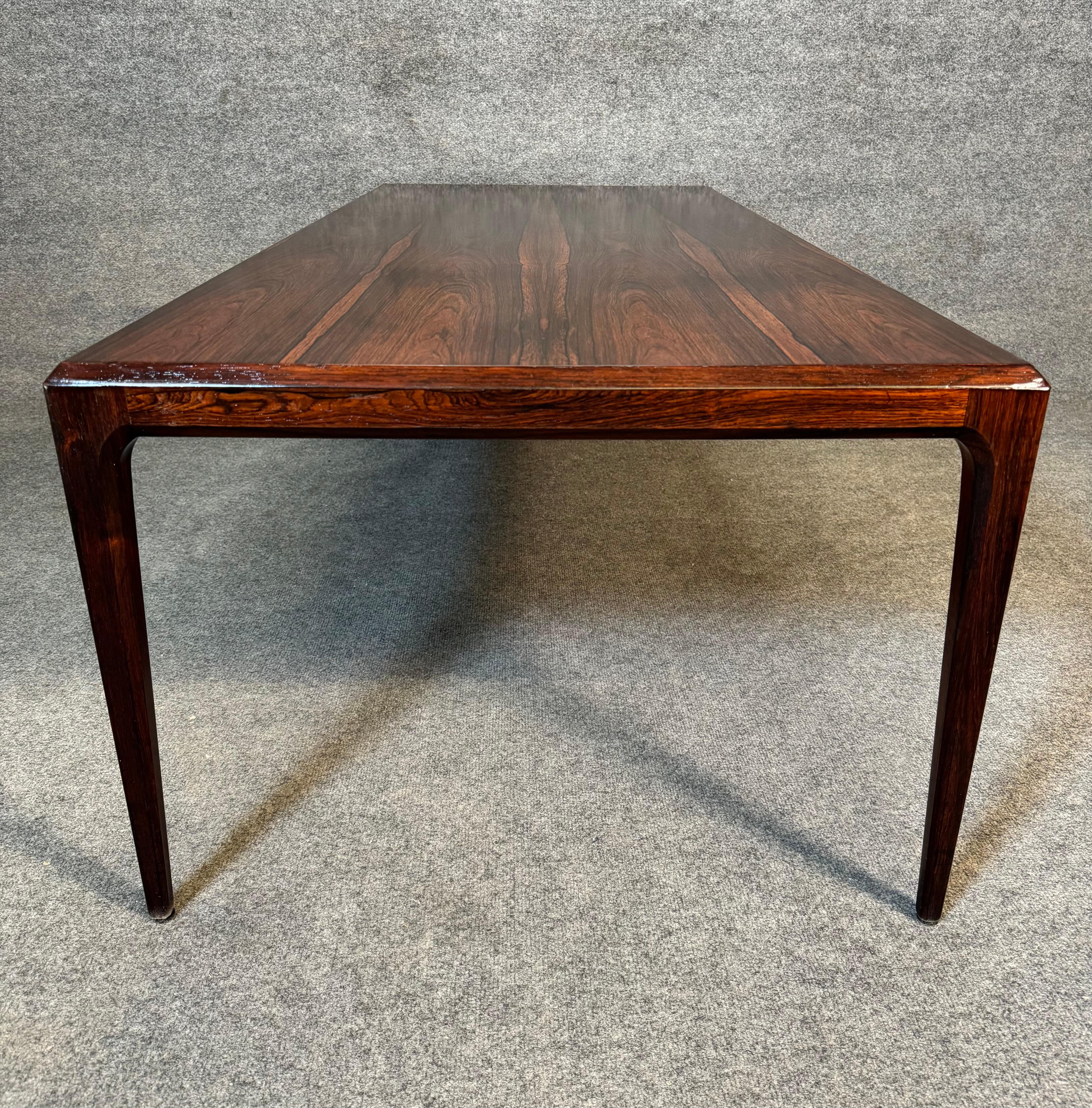 Vintage Danish Mid Century Rosewood Large Coffee Table by Johannes Andersen For Sale 1
