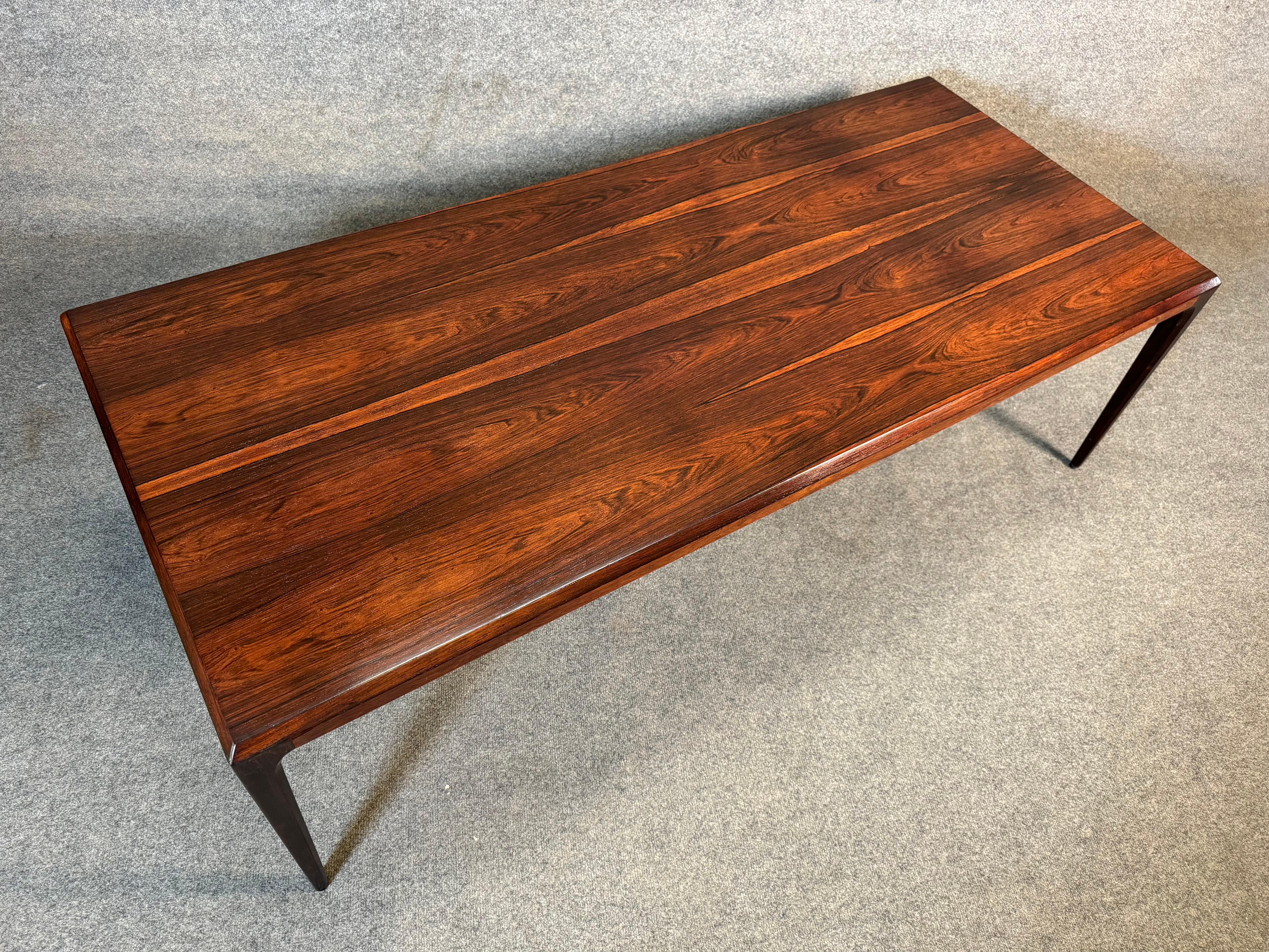 Vintage Danish Mid Century Rosewood Large Coffee Table by Johannes Andersen For Sale 3