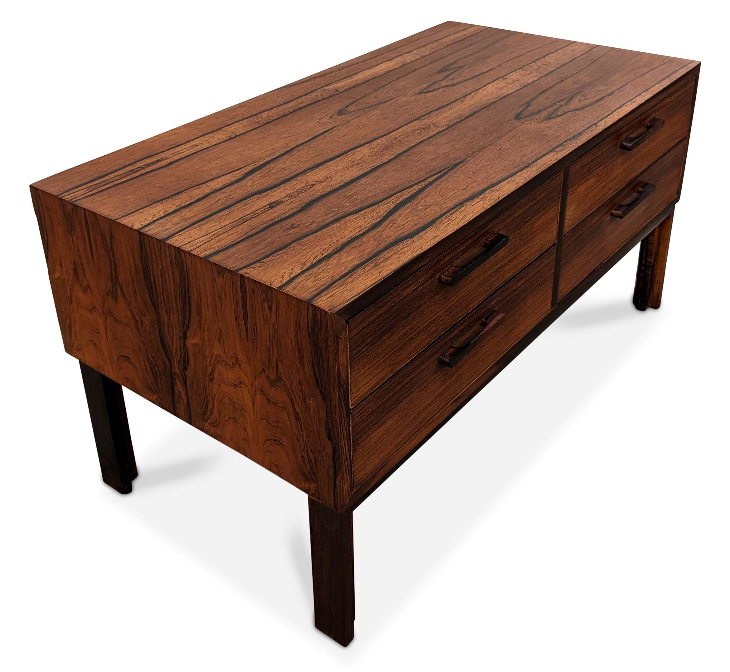 Brazilian rosewood have been illegal to harvest since 1961 and on the U.N. CITES list of endangered spices since 1992. For each piece of rosewood furniture we import to the U.S. we need a special CITES document from the Danish government.

Vintage