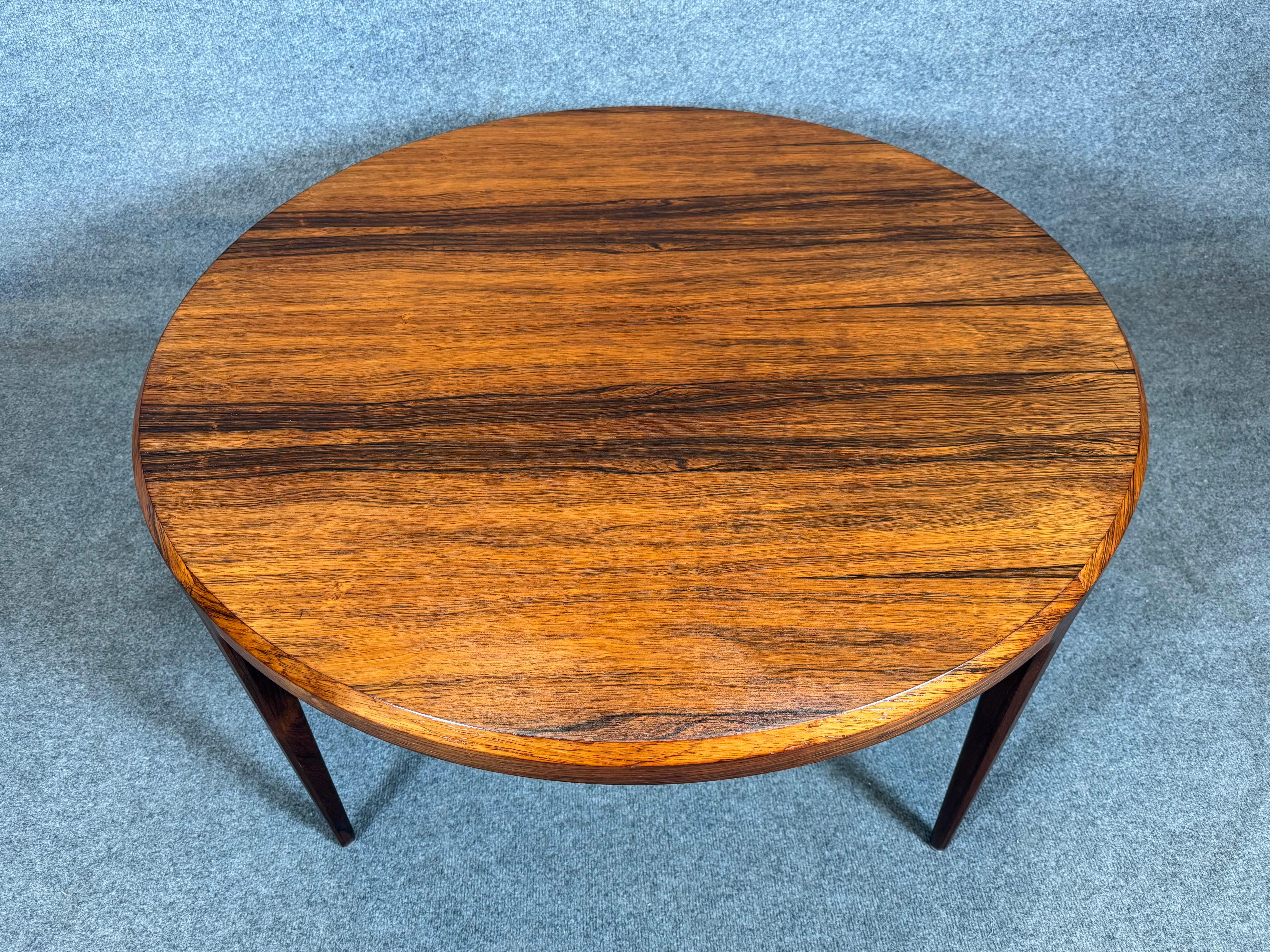 Woodwork Vintage Danish Mid Century Rosewood Round Coffee Table by Johannes Andersen