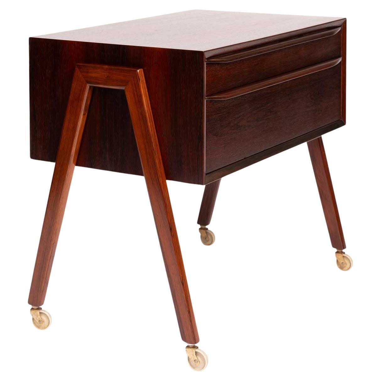 Vintage Danish Mid-Century Rosewood Sewing Cabinet/Chest For Sale