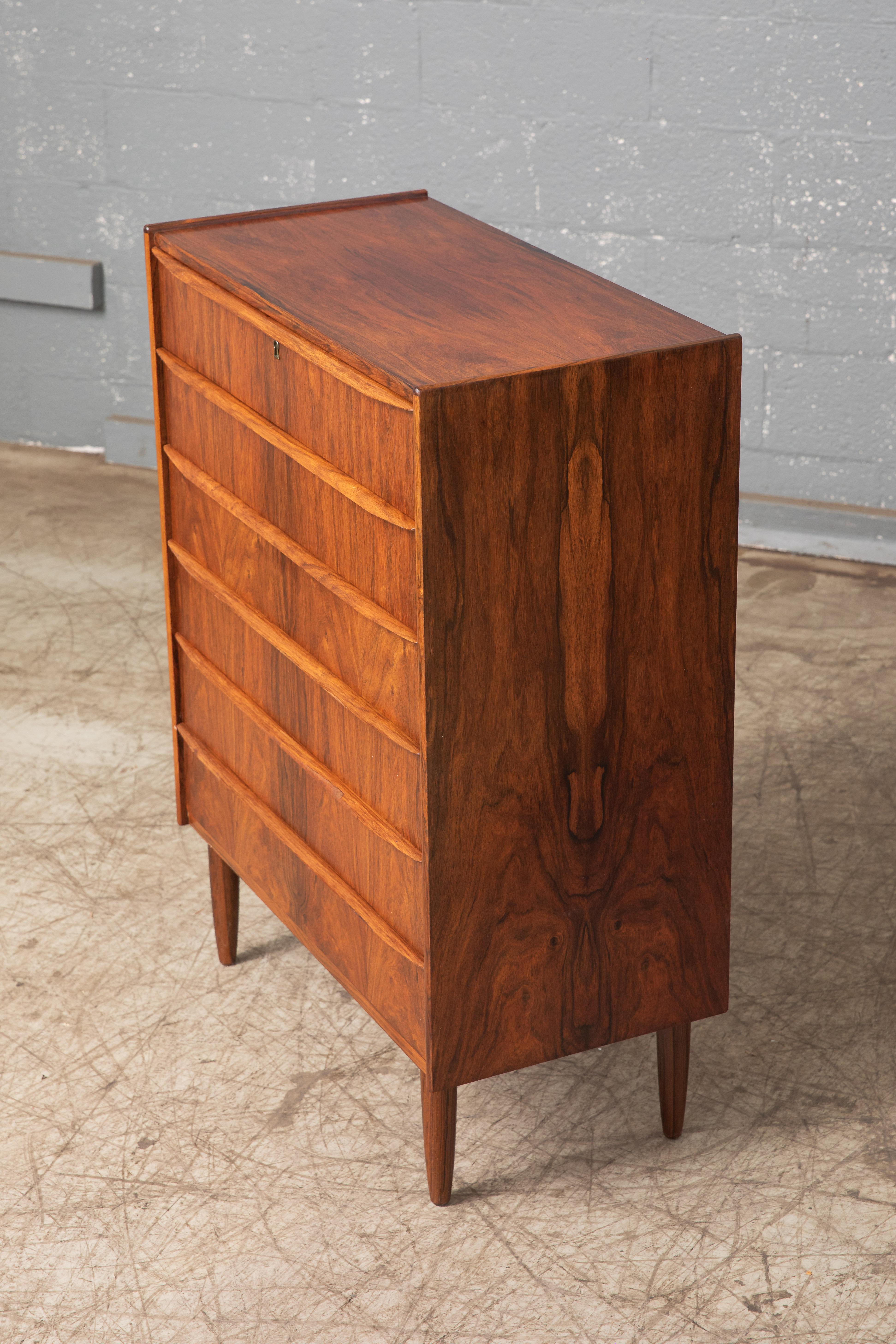 Mid-Century Modern Vintage Danish Mid-Century Rosewood Six-Drawer Dresser