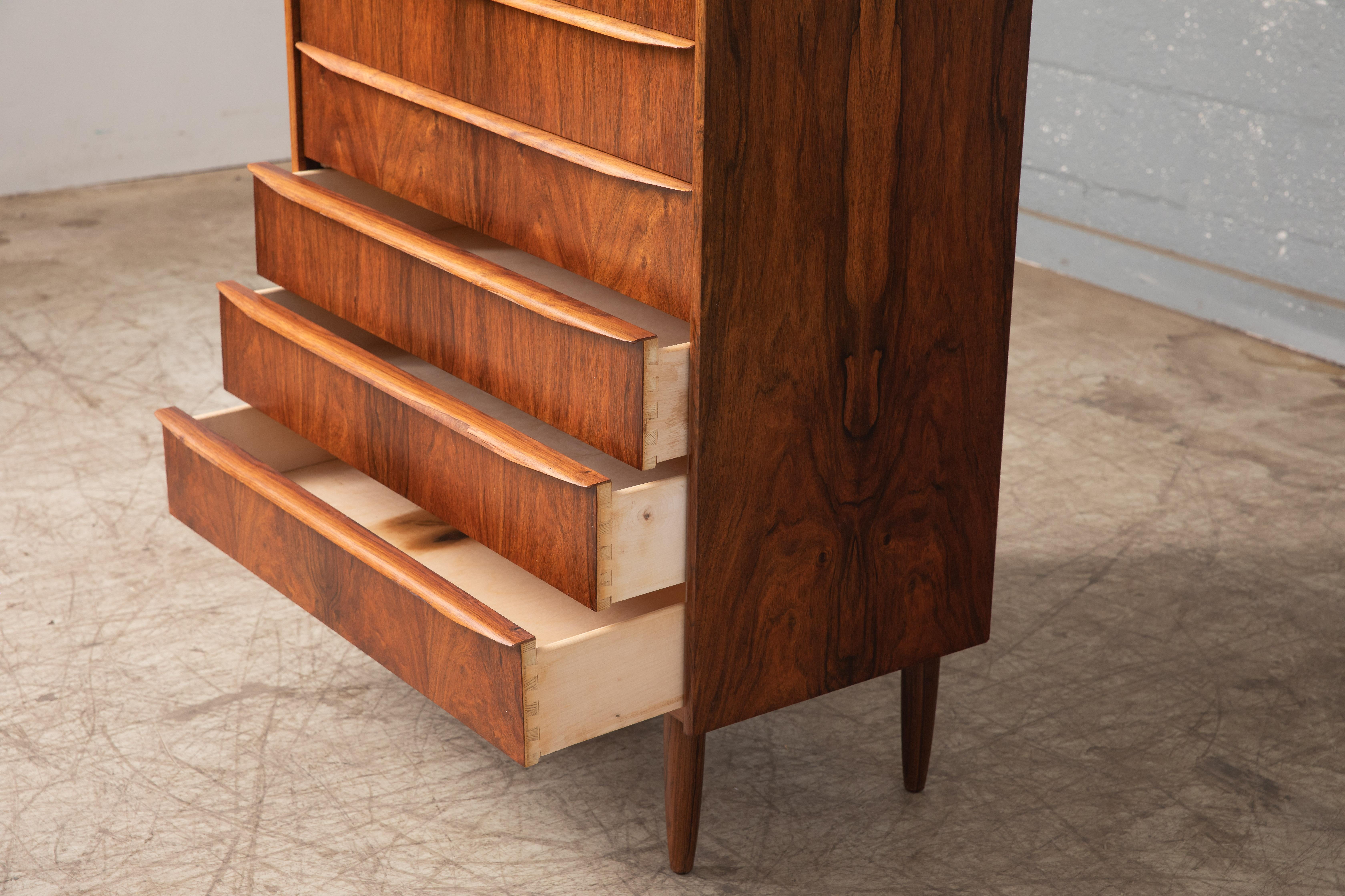 Mid-20th Century Vintage Danish Mid-Century Rosewood Six-Drawer Dresser