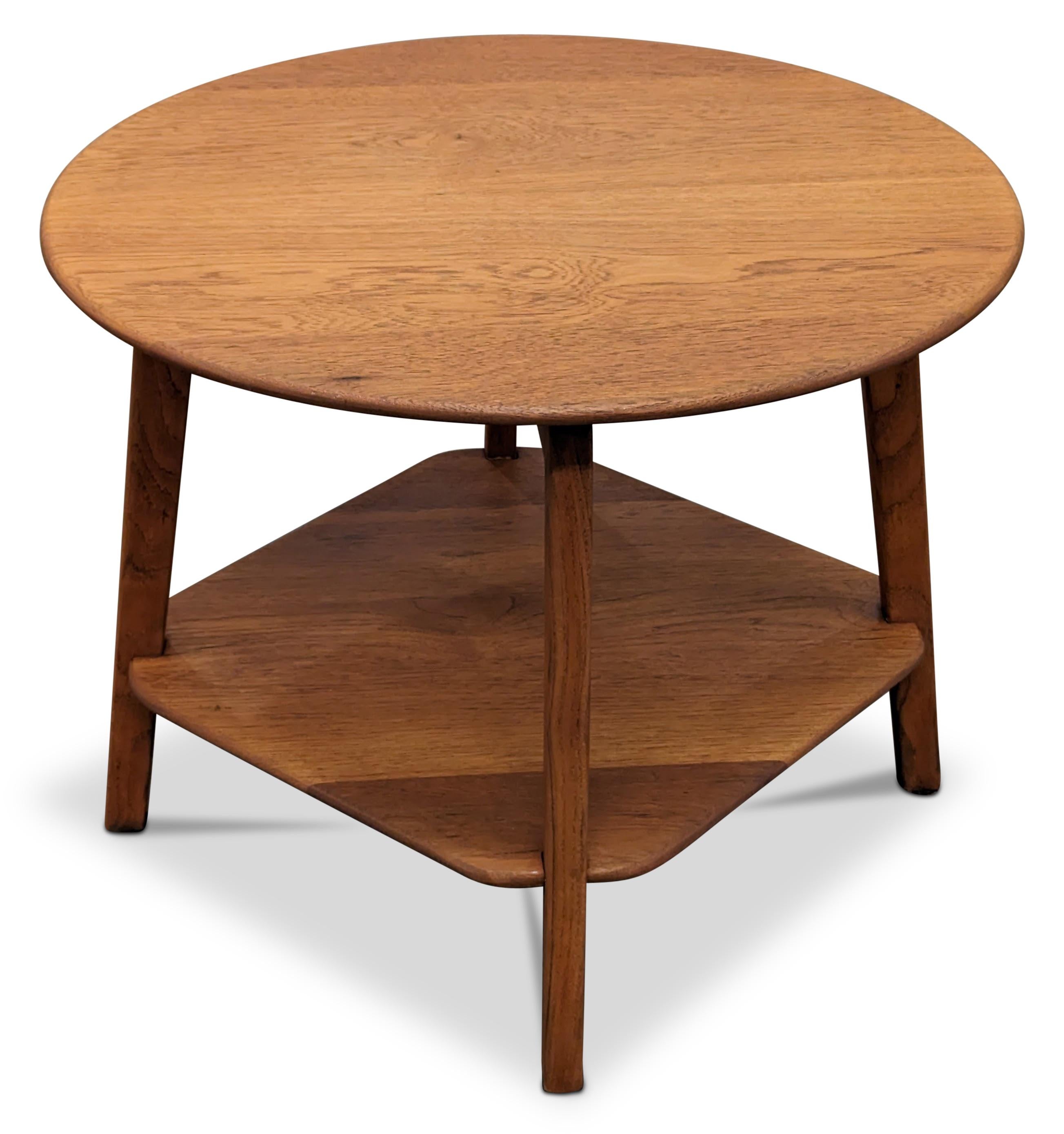 Mid-Century Modern Vintage Danish Midcentury Round Teak Side Table, 022356