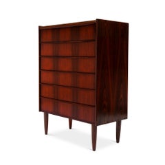 Vintage Danish Mid-Century Six-Drawer Rosewood Tallboy Dresser 1960s