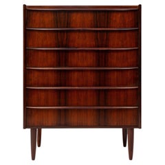 Vintage Danish Mid-Century Six-Drawer Rosewood Tallboy Dresser 1960s