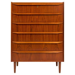 Vintage Danish Mid-Century Six Drawer Teak Tallboy 1960s