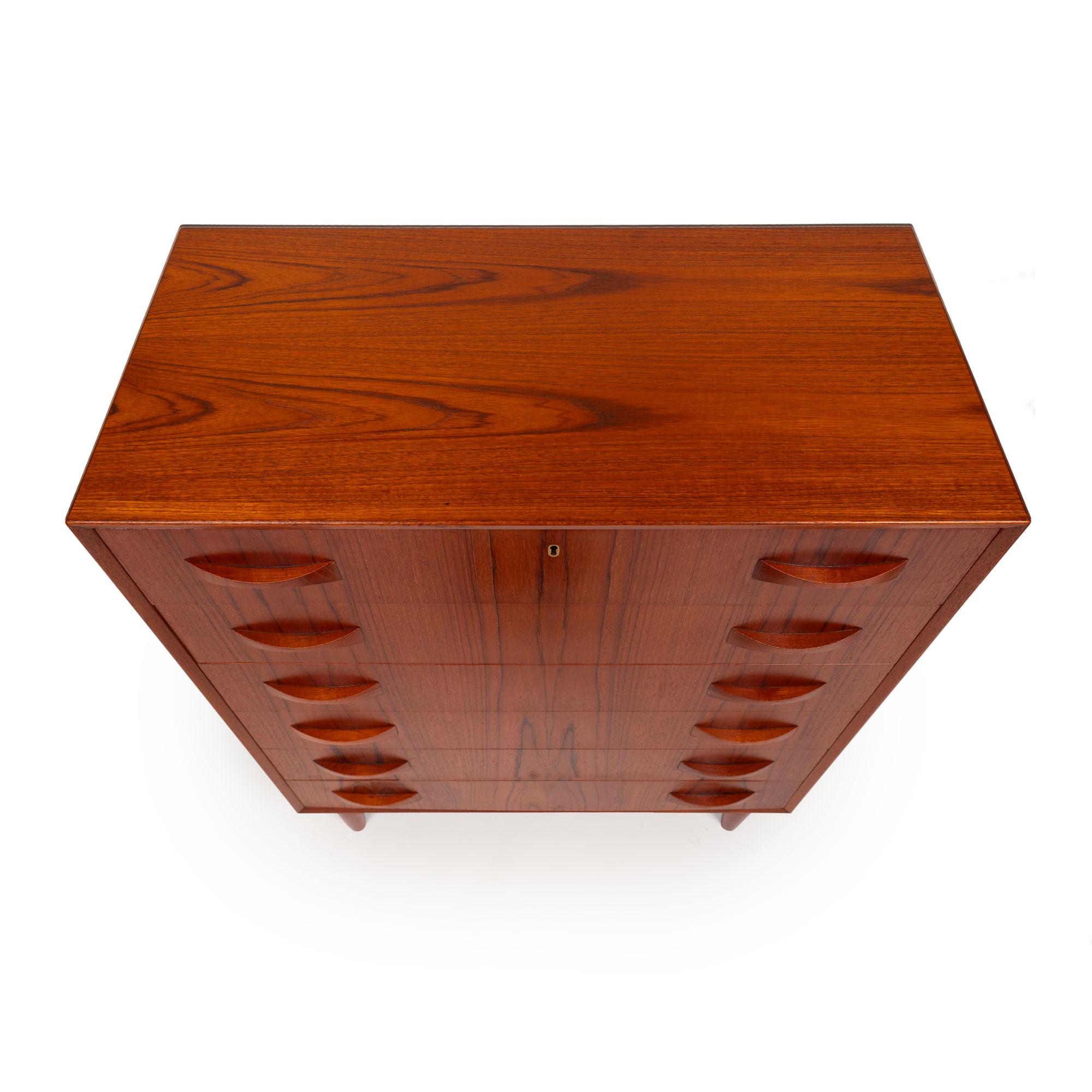 Vintage Danish Mid-Century Sechs-Schubladen Teak Tallboy Kommode 1960s im Angebot 1