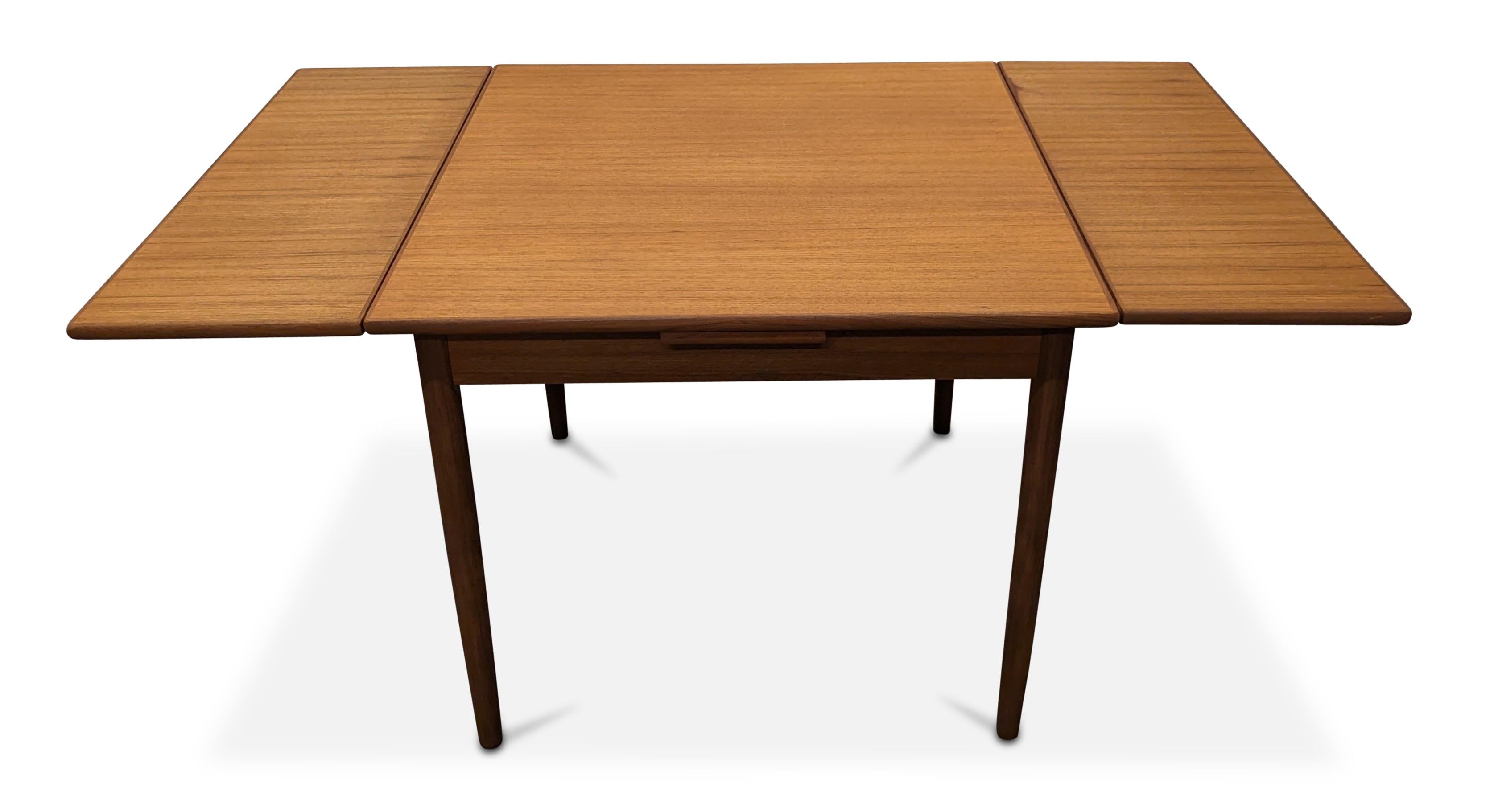 Teak Vintage Danish Mid Century Square Dining Table w 2 Leaves - 082341