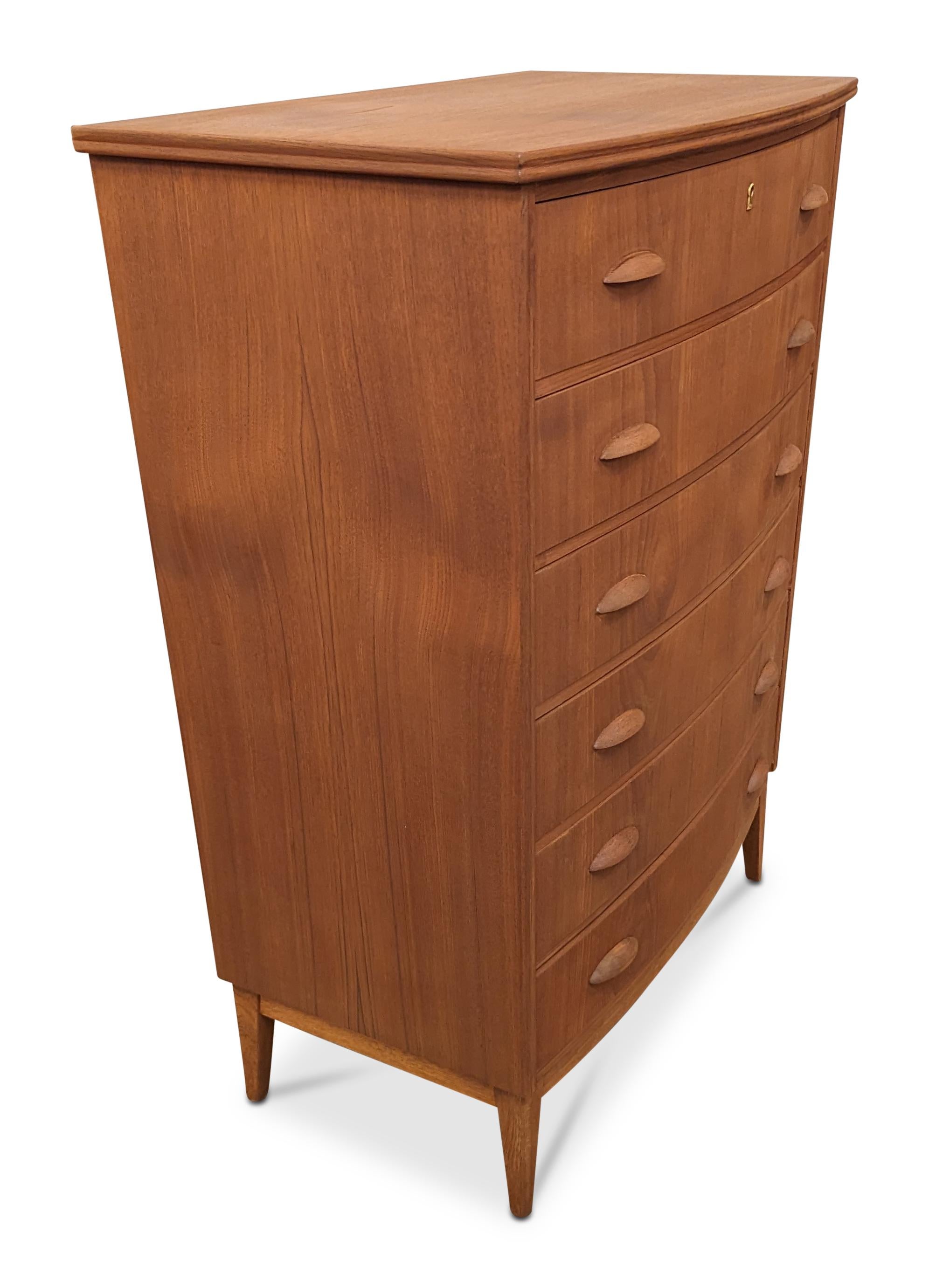 Mid-20th Century Vintage Danish Mid Century Tall Boy Teak Dresser- 022443 For Sale