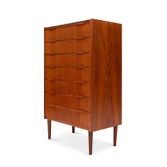 Vintage Danish Mid-Century Teak 7 Drawer Tallboy Dresser 1960s