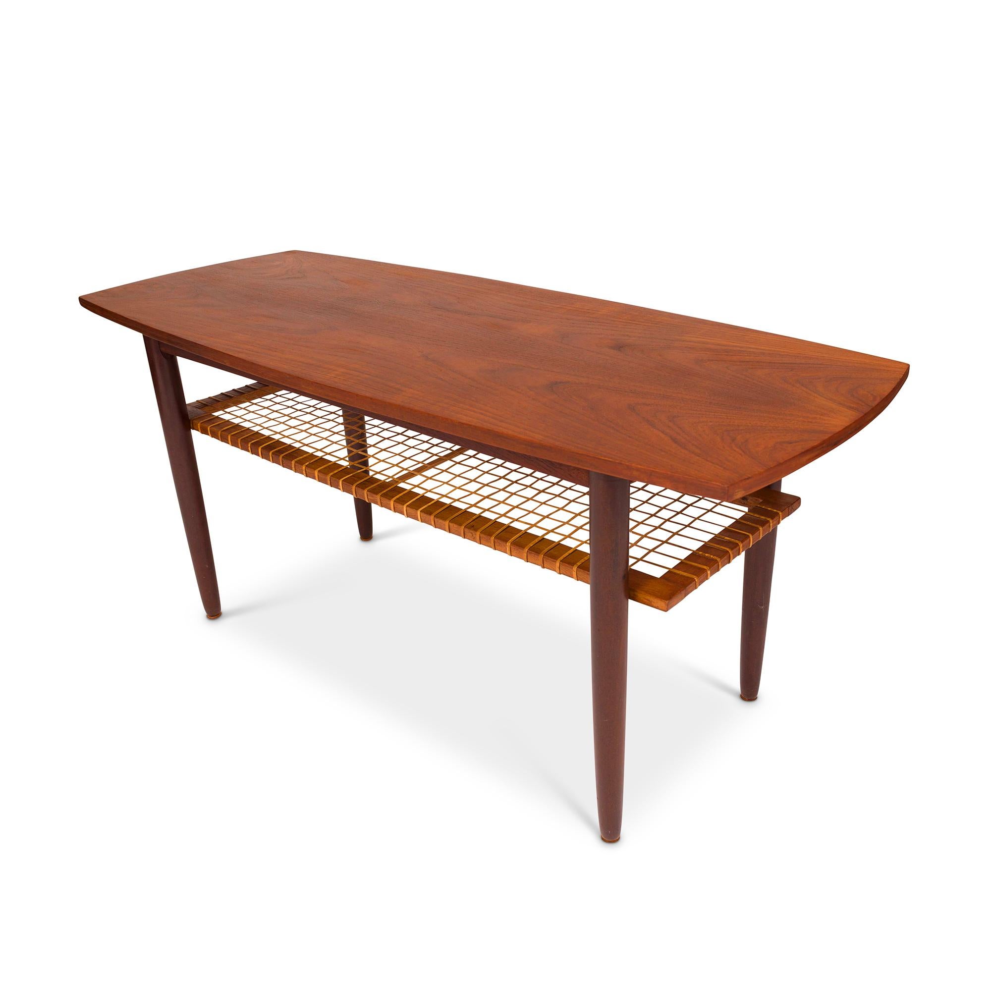 20th Century Vintage Danish Mid-Century Teak  and Cane Coffee Table 1960s For Sale