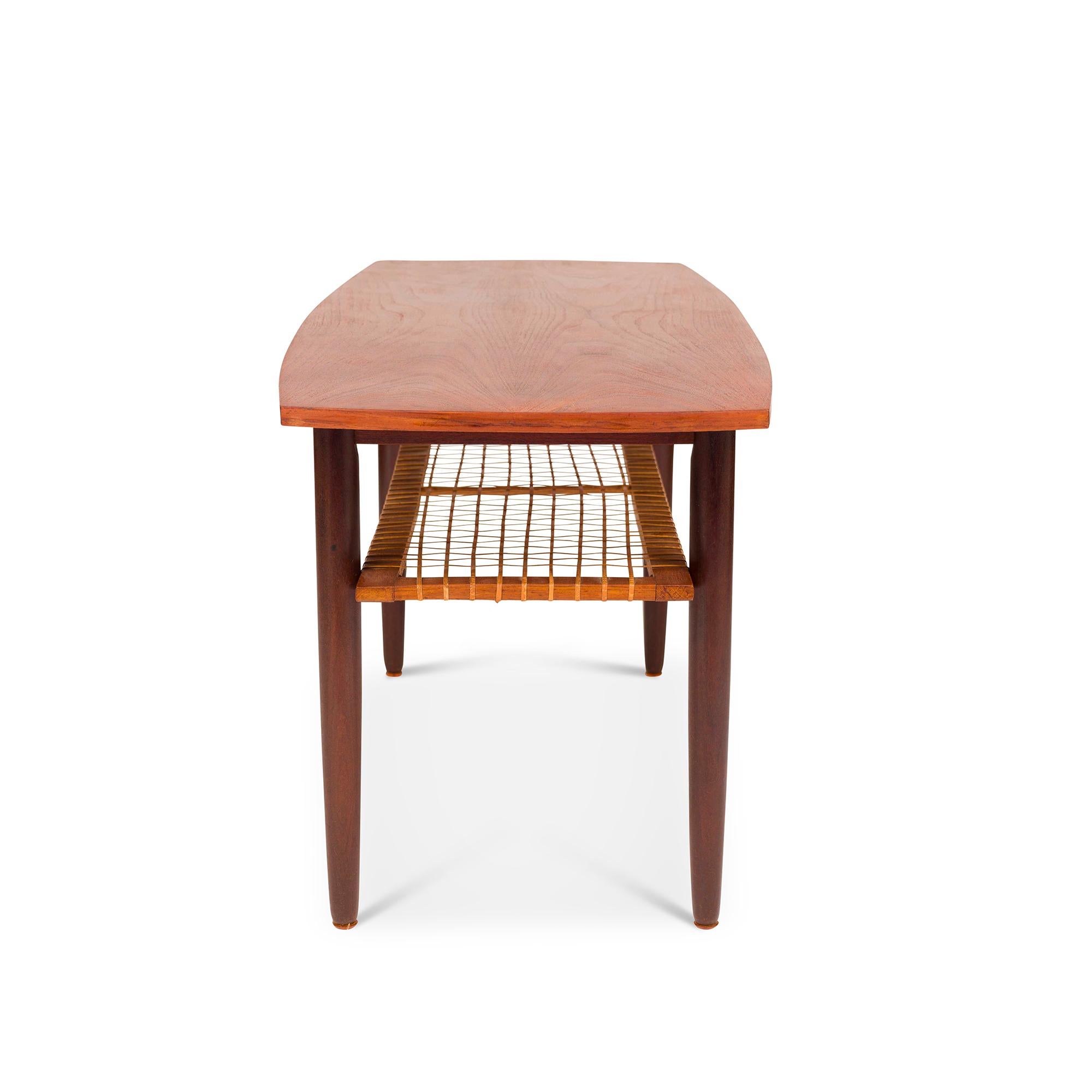 Vintage Danish Mid-Century Teak  and Cane Coffee Table 1960s For Sale 2