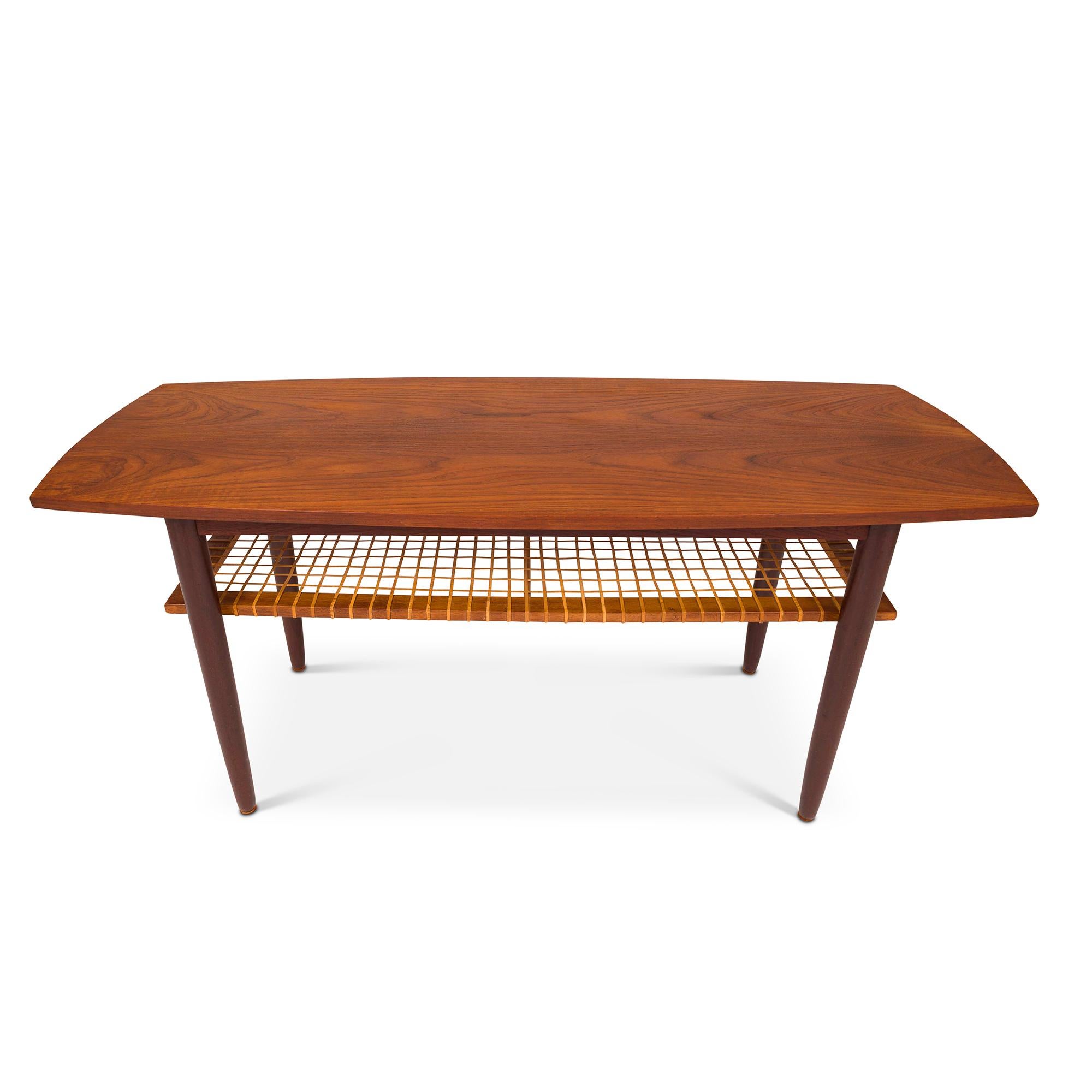Vintage Danish Mid-Century Teak  and Cane Coffee Table 1960s For Sale 3