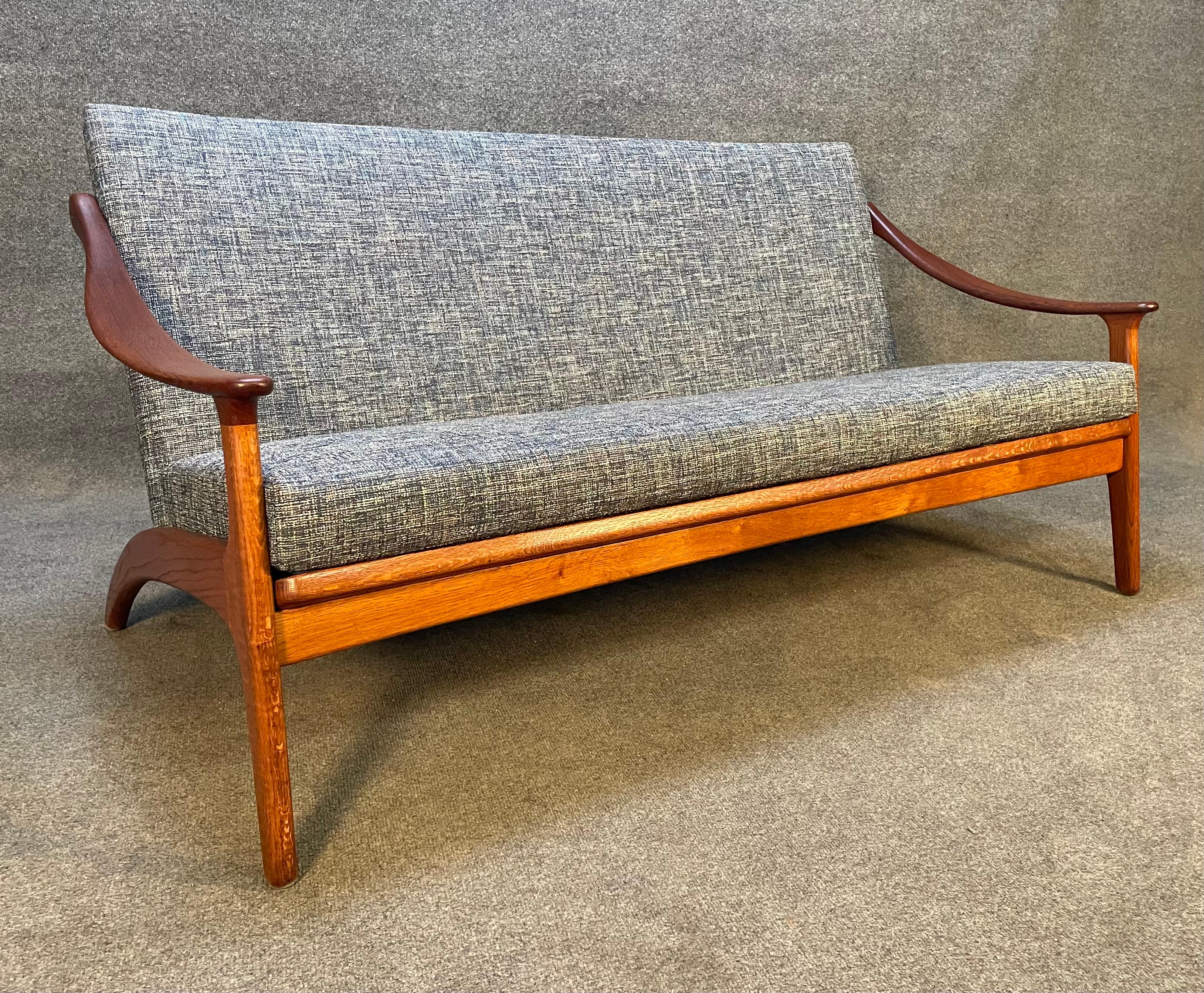 Vintage Danish Mid Century Teak and Oak Loveseat Sofa by Arne Hovmand Olsen 6