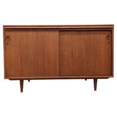 Vintage Danish Mid Century Teak Bar Cabinet w Pull Out Leaves - 0224114