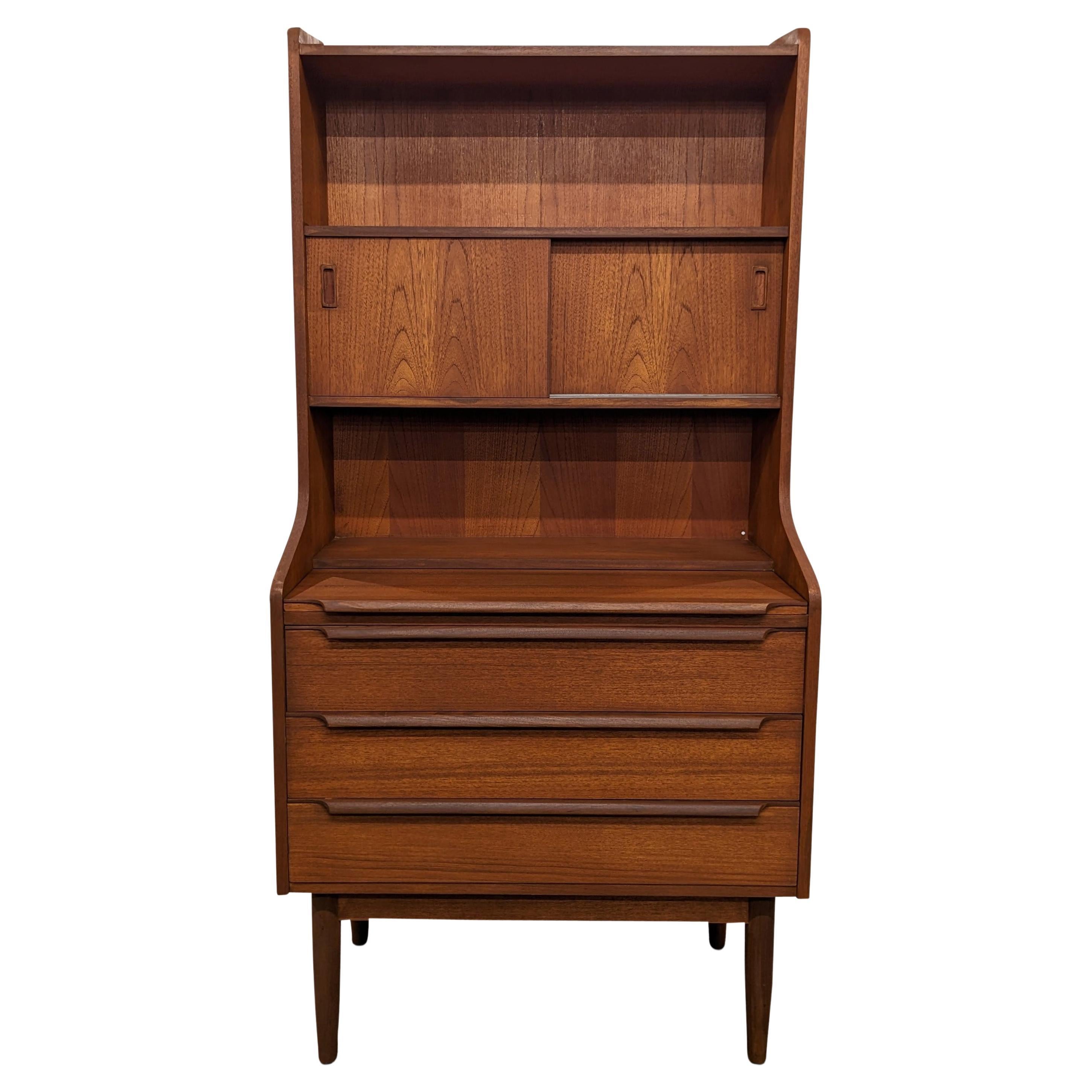 Vintage Danish Midcentury Teak Bookcase / Secretary Desk, 022334 For