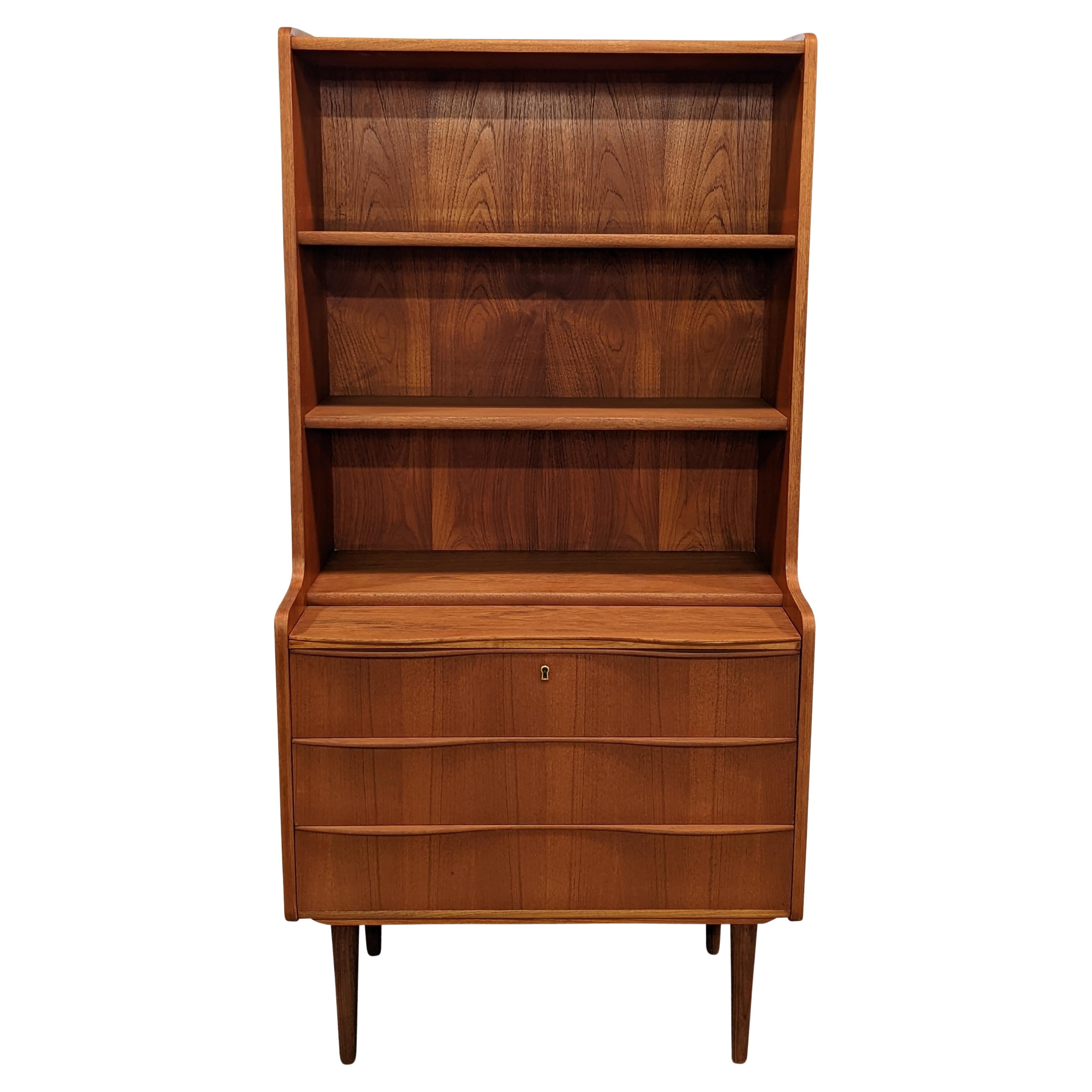 Vintage Danish Mid Century Teak Bookcase Secretary Desk "6071" at 1stDibs