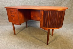 Vintage Danish Mid Century Teak Bullet Desk in the Manner of Kai Kristiansen