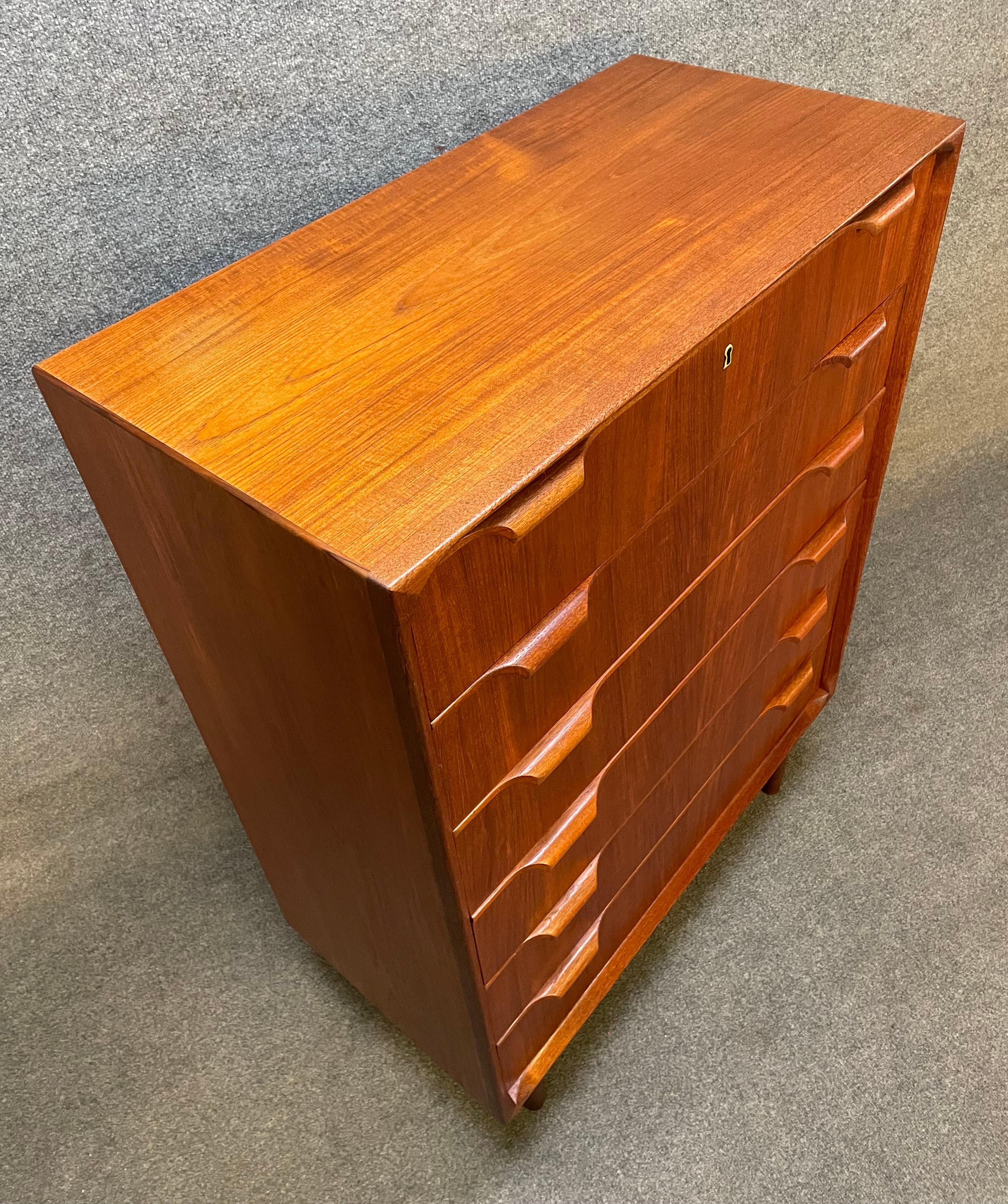 Vintage Danish Mid Century Teak Chest of Drawers Dresser by Bernhard Pedersen 1