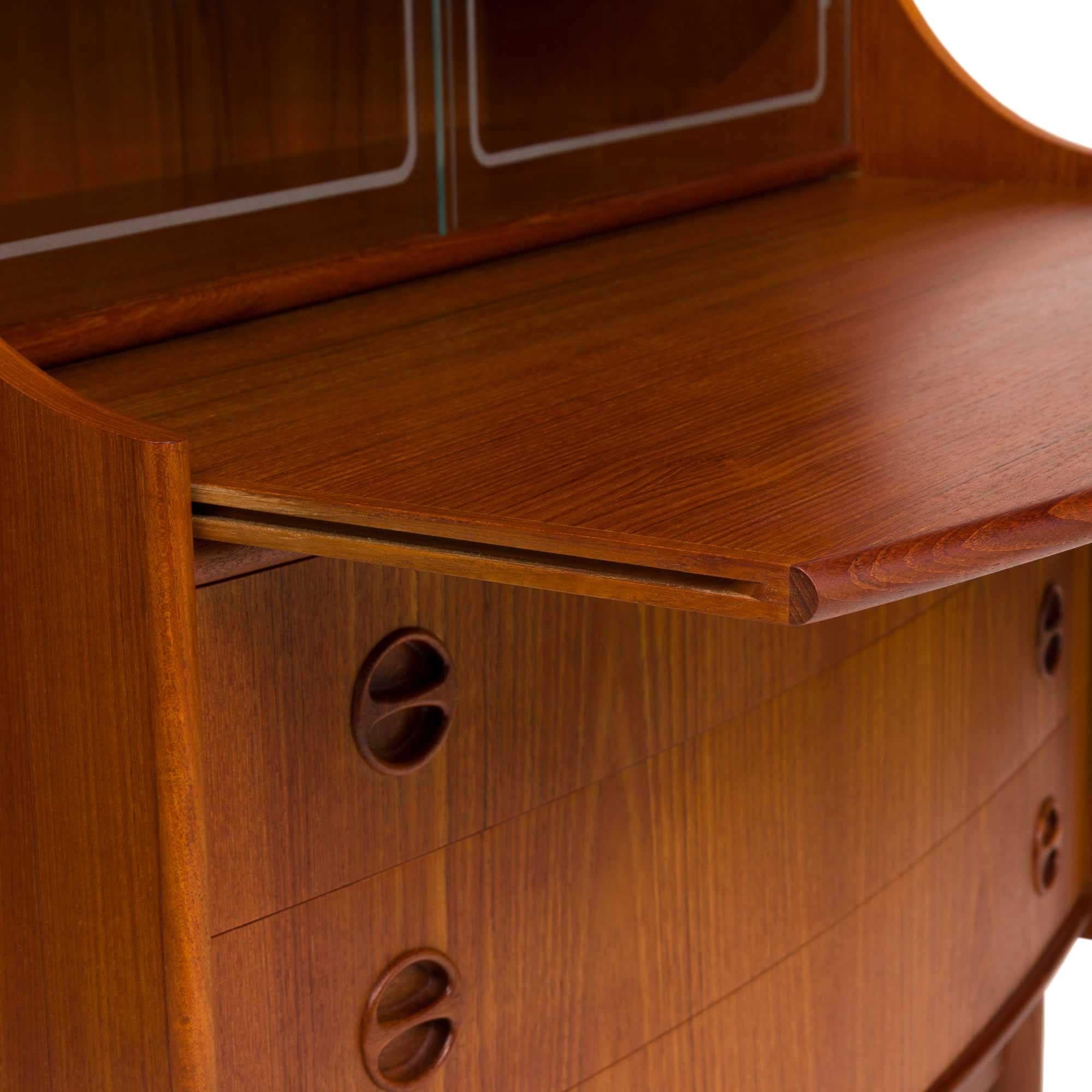 20th Century Vintage Danish Mid-Century Teak Cupboard Hutch Secretary Desk by Falsig Mobler For Sale
